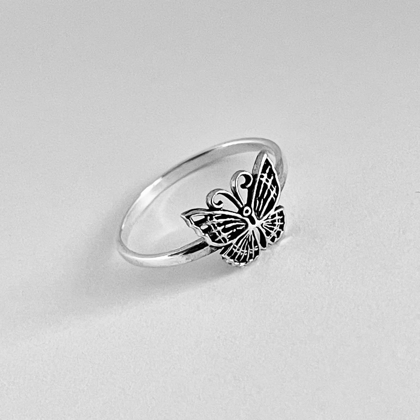 Sterling Silver Little Minimalist Butterfly Ring, Spirit Silver Ring, Bug Rings