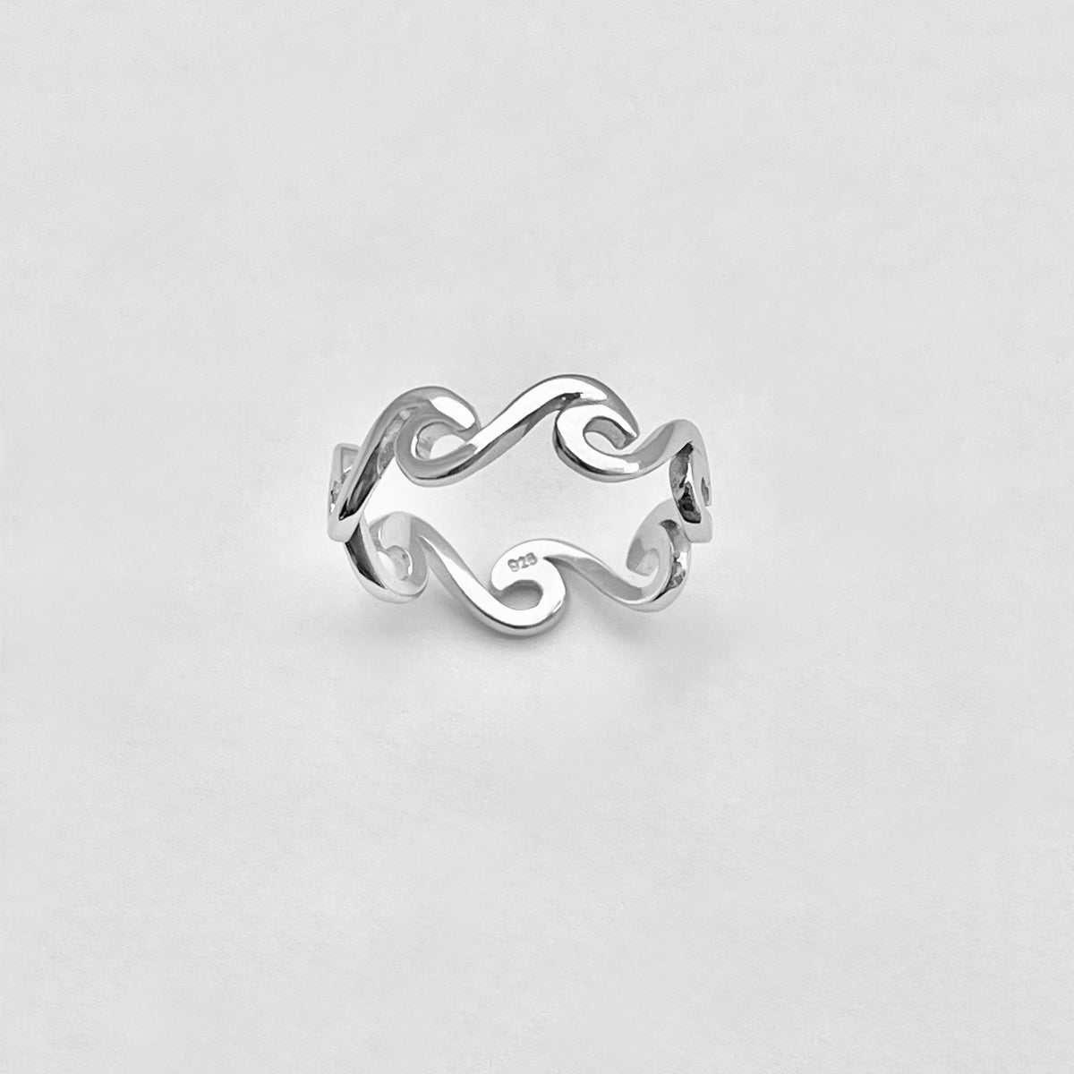 925 Sterling Silver Eternity Wave Ring | Ocean Waves Surfer Silver Rings