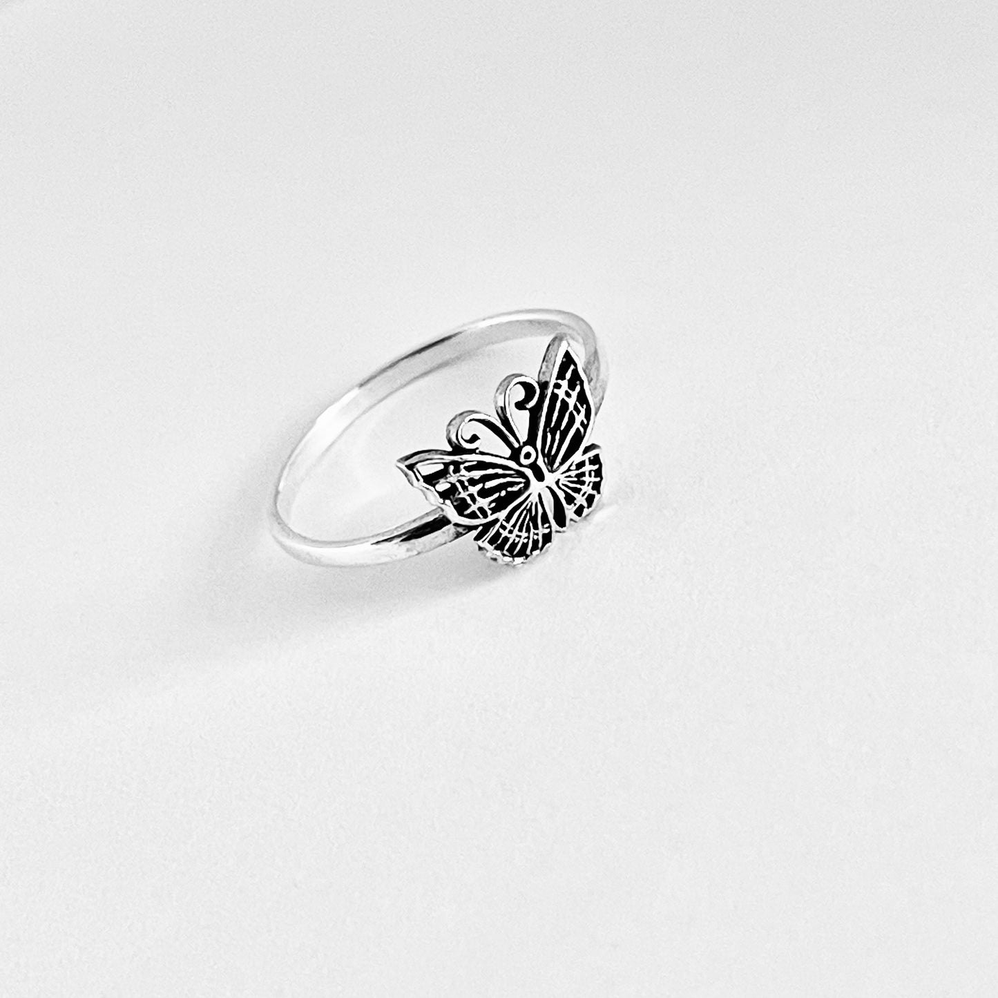 Sterling Silver Small Minimalist Butterfly Ring, Spirit Bug Jewelry
