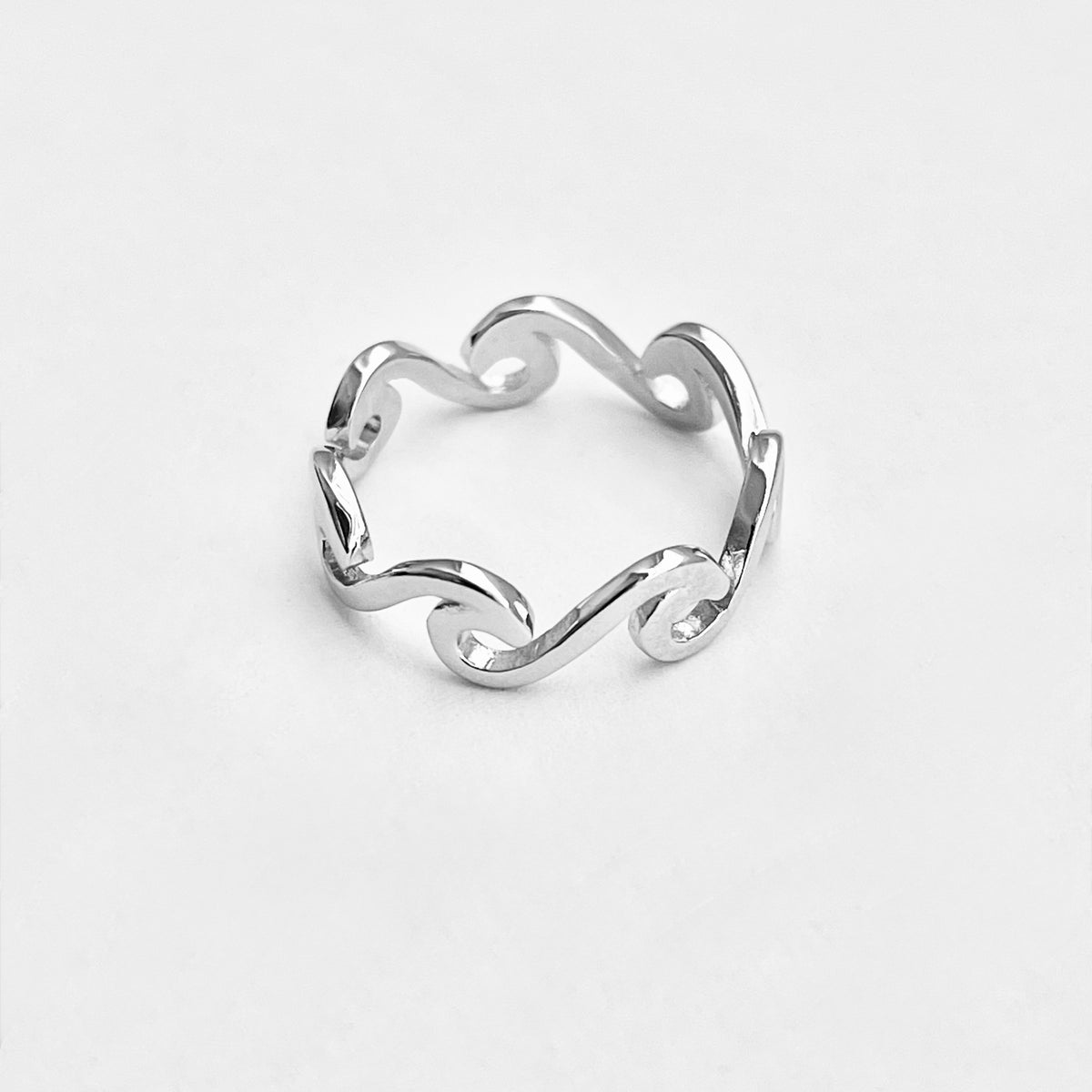 925 Sterling Silver Eternity Wave Ring | Ocean Waves Surfer Silver Rings