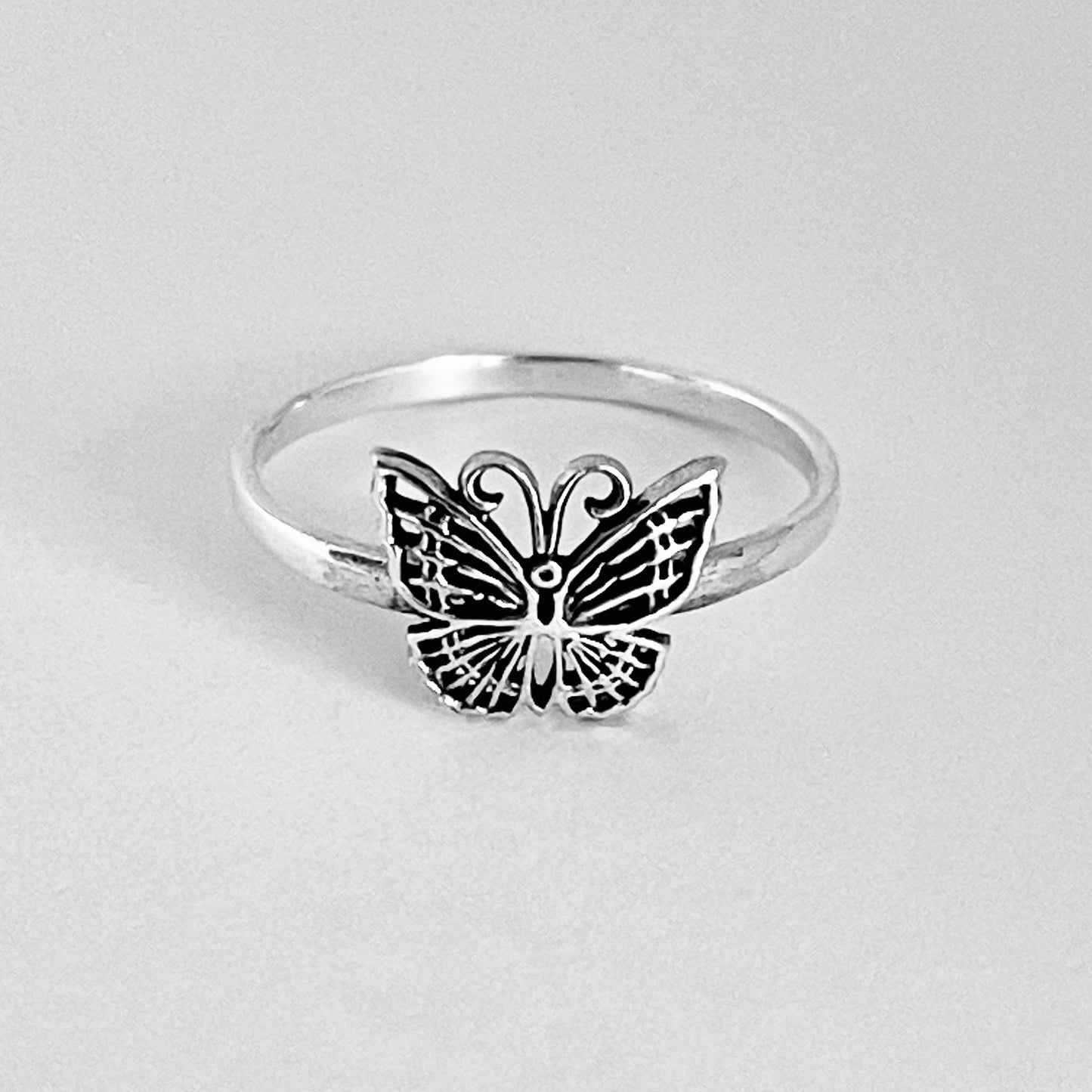 Sterling Silver Little Minimalist Butterfly Ring, Spirit Silver Ring, Bug Rings