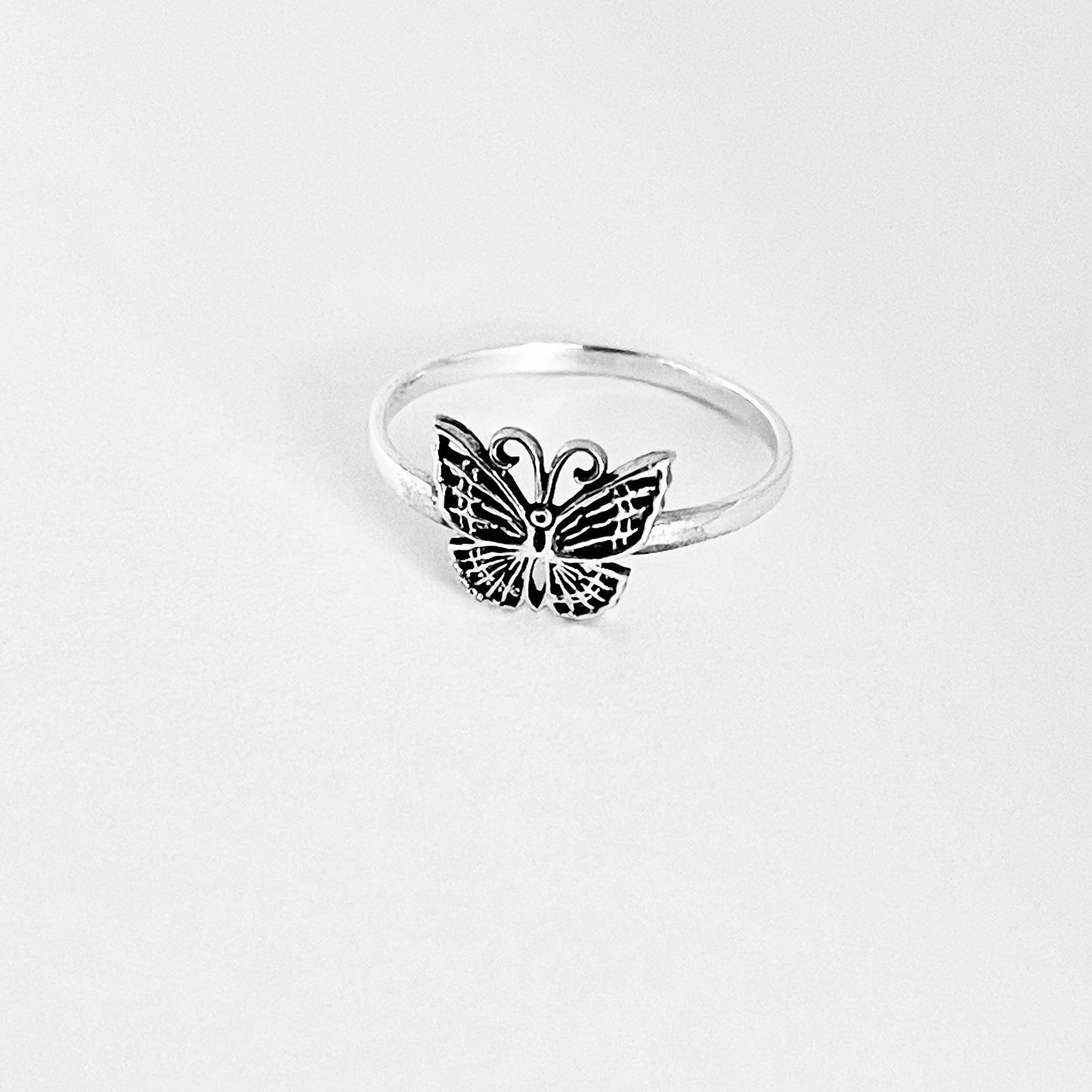 Sterling Silver Small Minimalist Butterfly Ring, Spirit Bug Jewelry