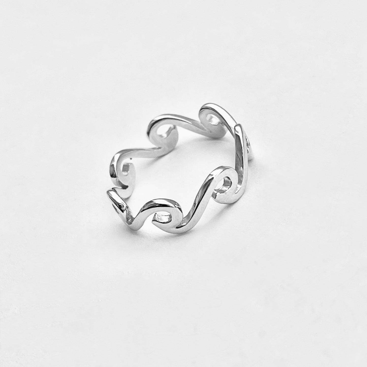 925 Sterling Silver Eternity Wave Ring | Ocean Waves Surfer Silver Rings