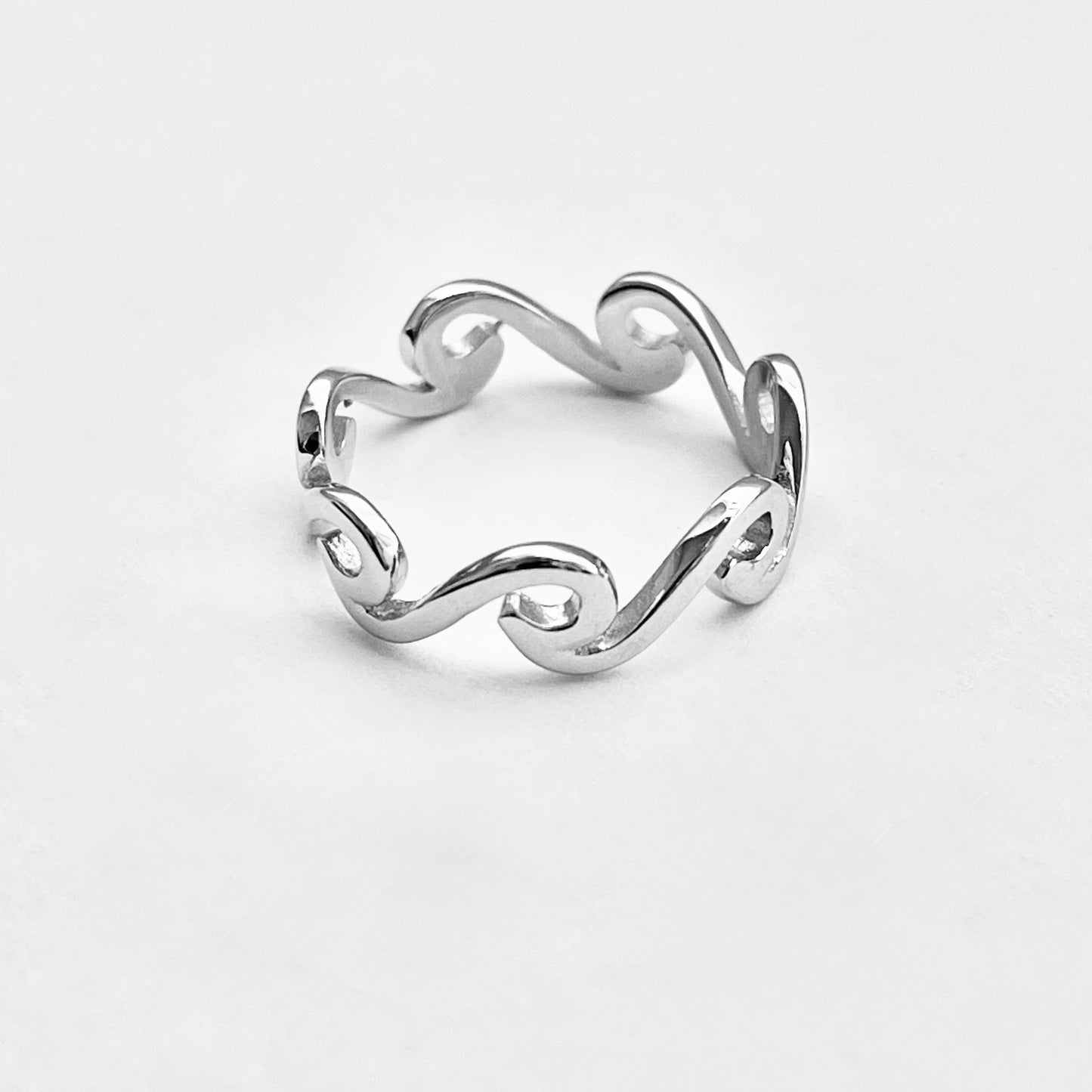 925 Sterling Silver Eternity Wave Ring | Ocean Waves Surfer Silver Rings