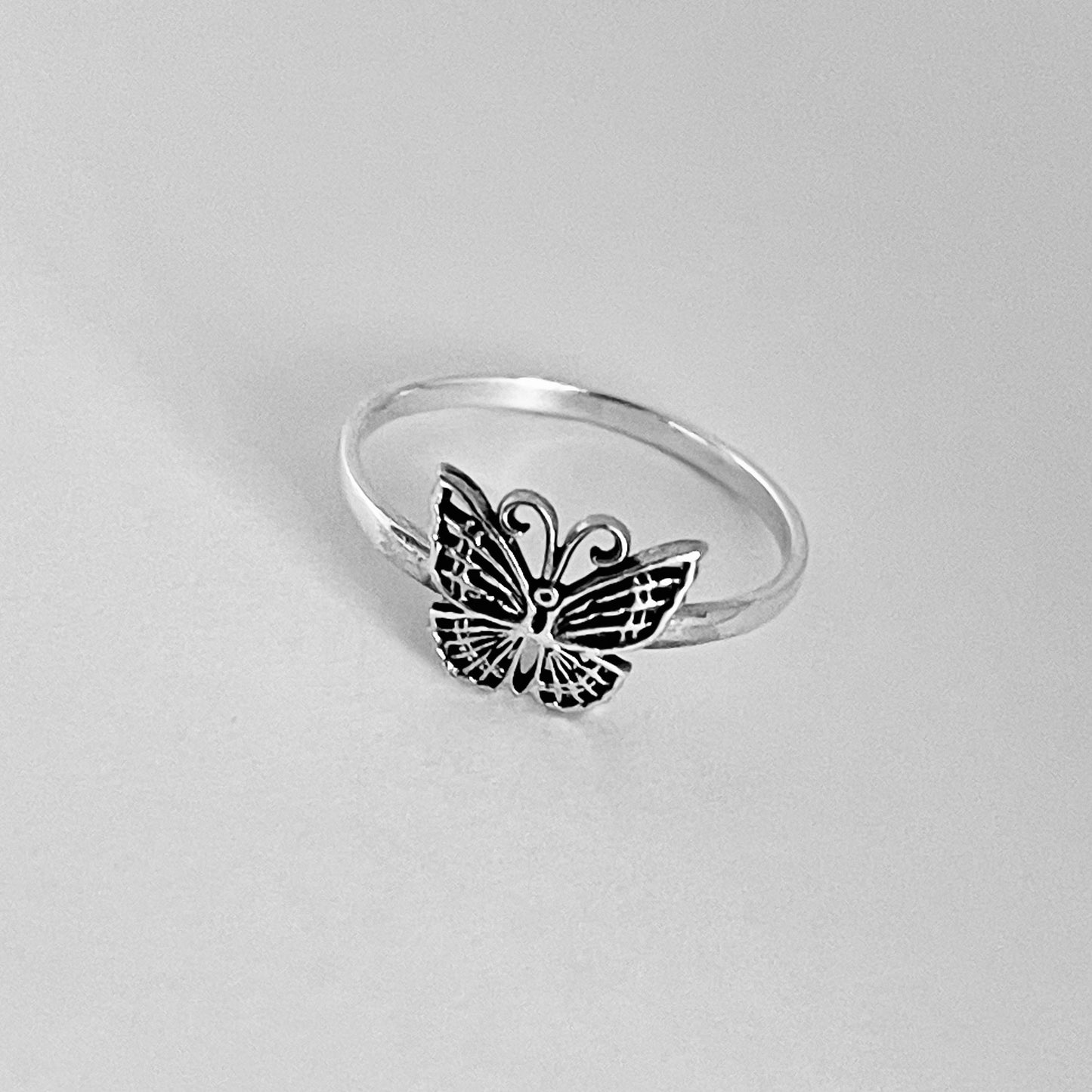 Sterling Silver Little Minimalist Butterfly Ring, Spirit Silver Ring, Bug Rings