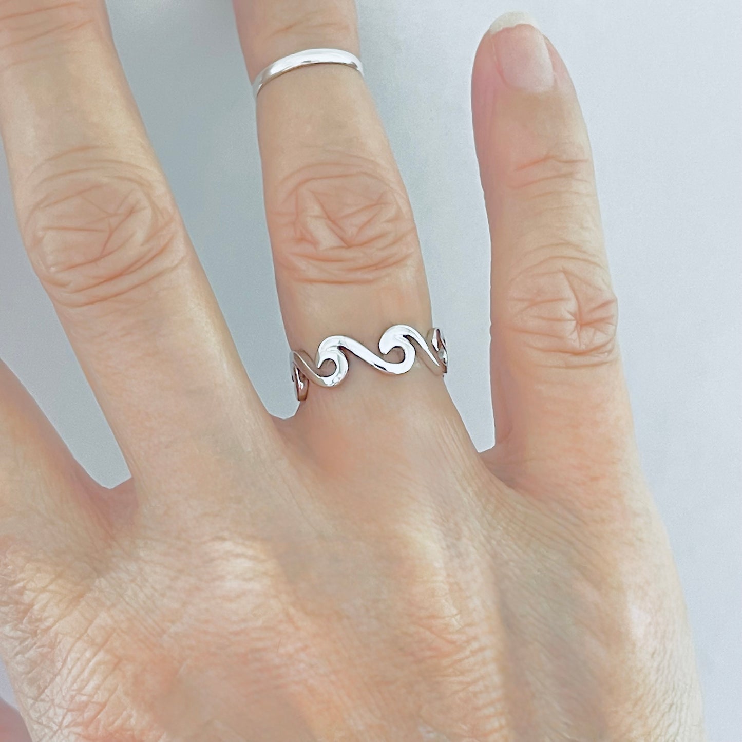 925 Sterling Silver Eternity Wave Ring | Ocean Waves Surfer Silver Rings