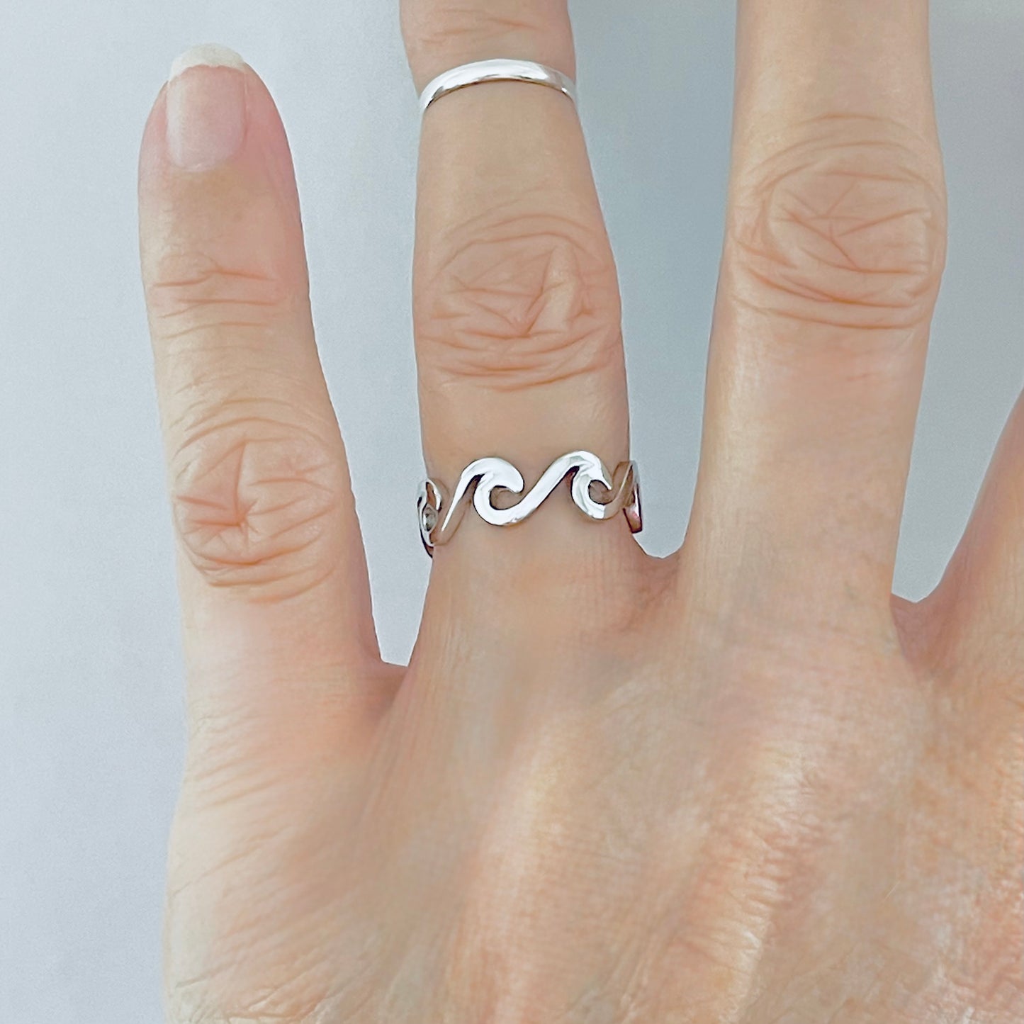 925 Sterling Silver Eternity Wave Ring | Ocean Waves Surfer Silver Rings