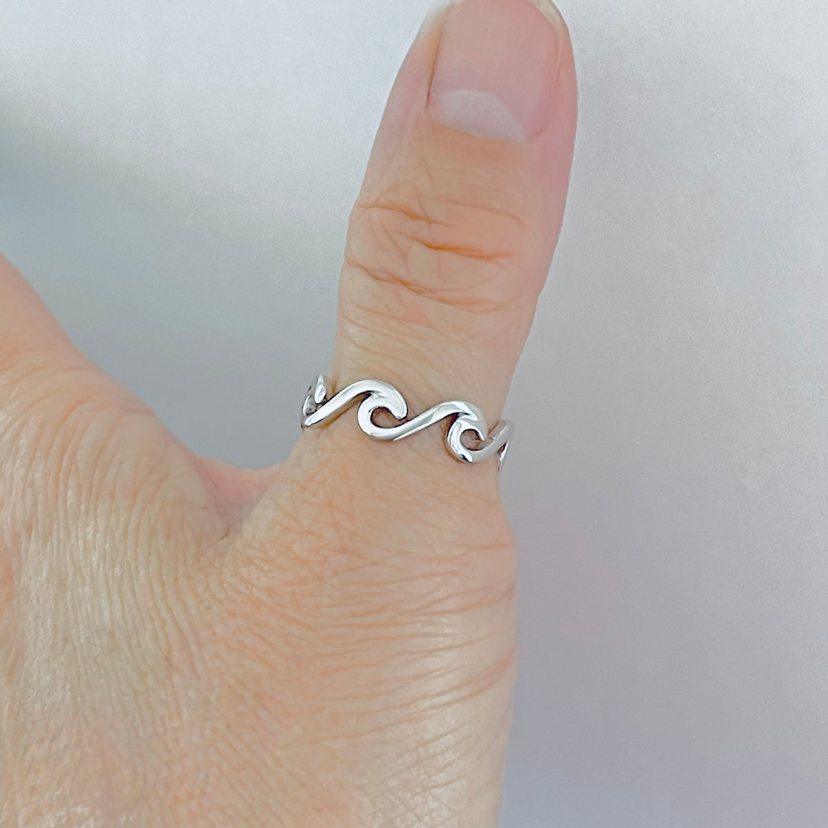 925 Sterling Silver Eternity Wave Ring | Ocean Waves Surfer Silver Rings