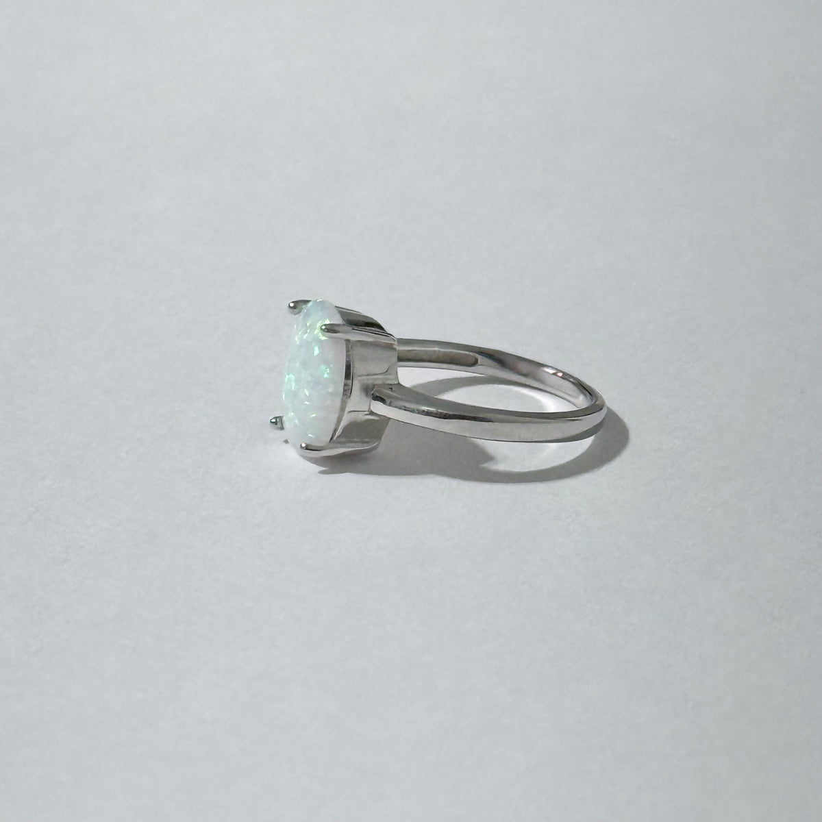 925 Sterling Silver Solitaire Wedding White Lab Opal Ring | October Birthstone Silver  Rings