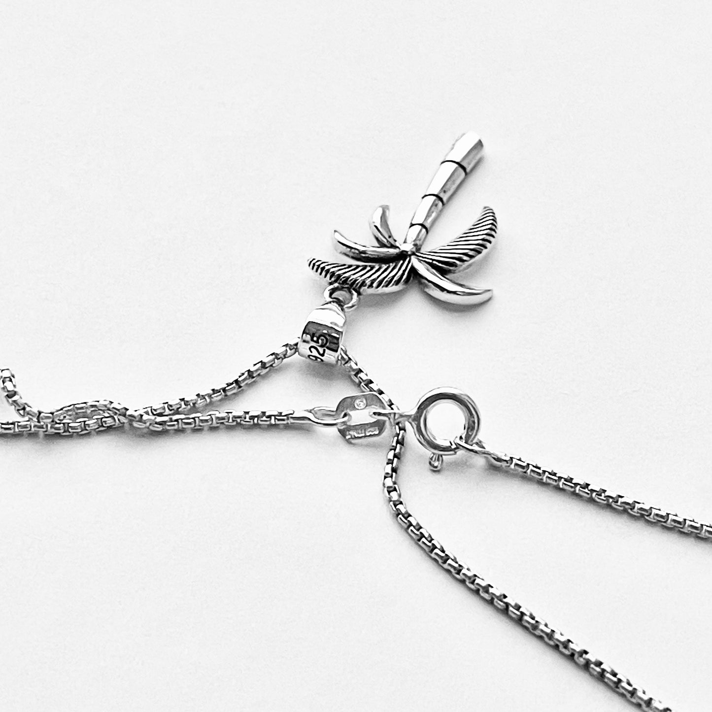 Sterling Silver Small Palm Tree Necklace – Minimalist Tropical Pendant Chain