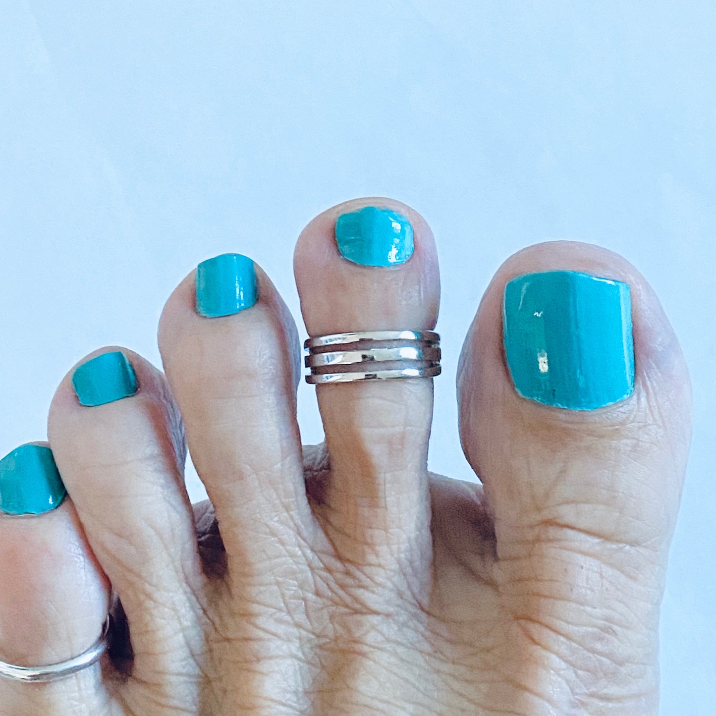 925 Sterling Silver Triple Band Toe Ring | Adjustable Midi Silver Rings