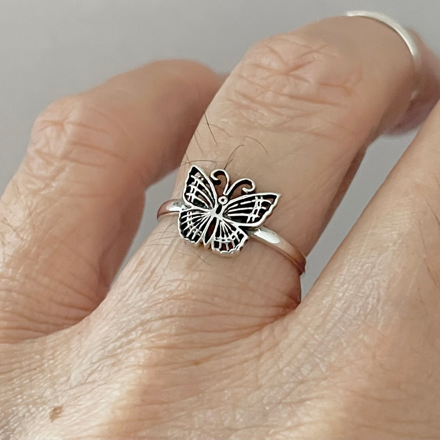 Sterling Silver Little Minimalist Butterfly Ring, Spirit Silver Ring, Bug Rings