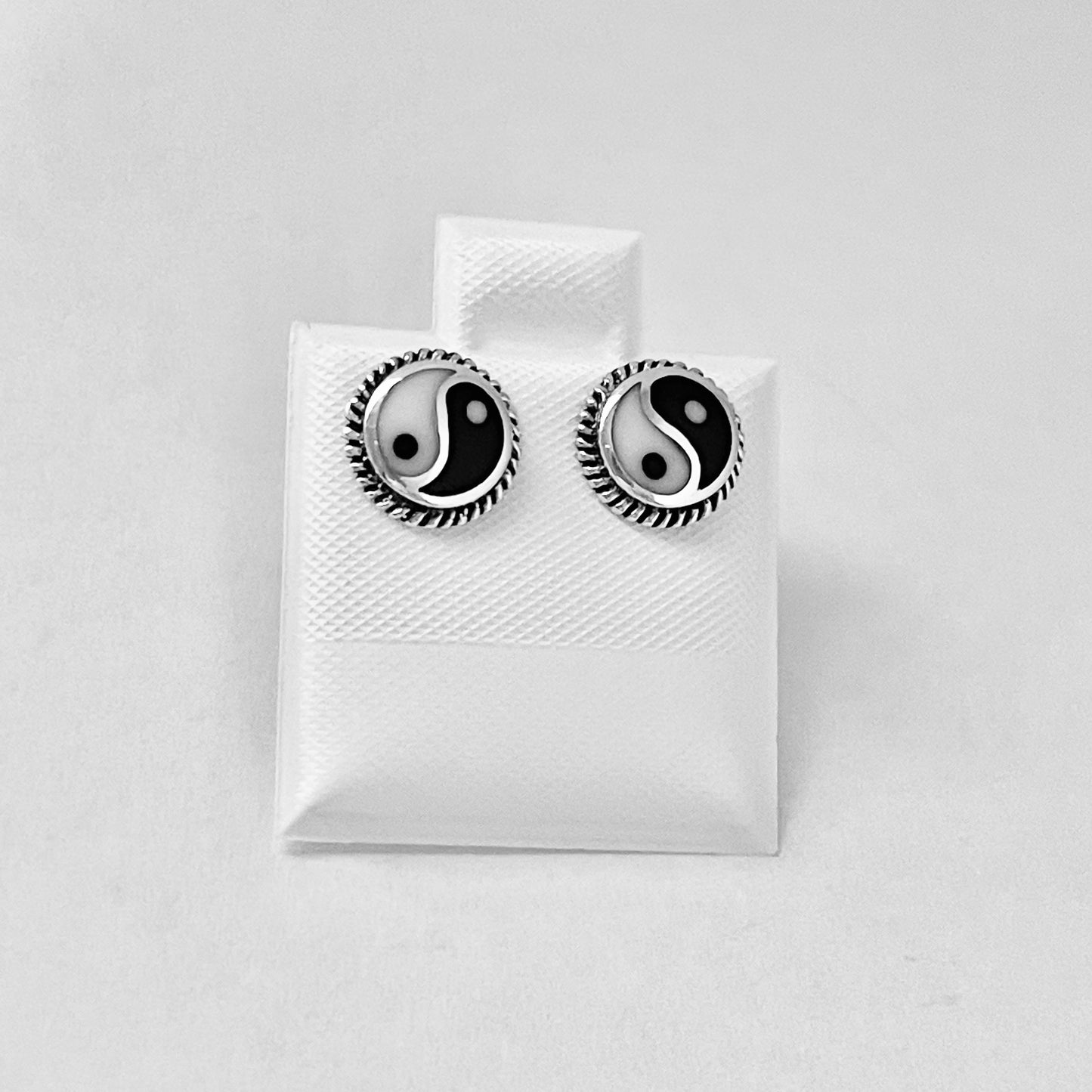 Sterling Silver Yin and Yang Earring with Braid, Stud Earrings, Yoga Earring