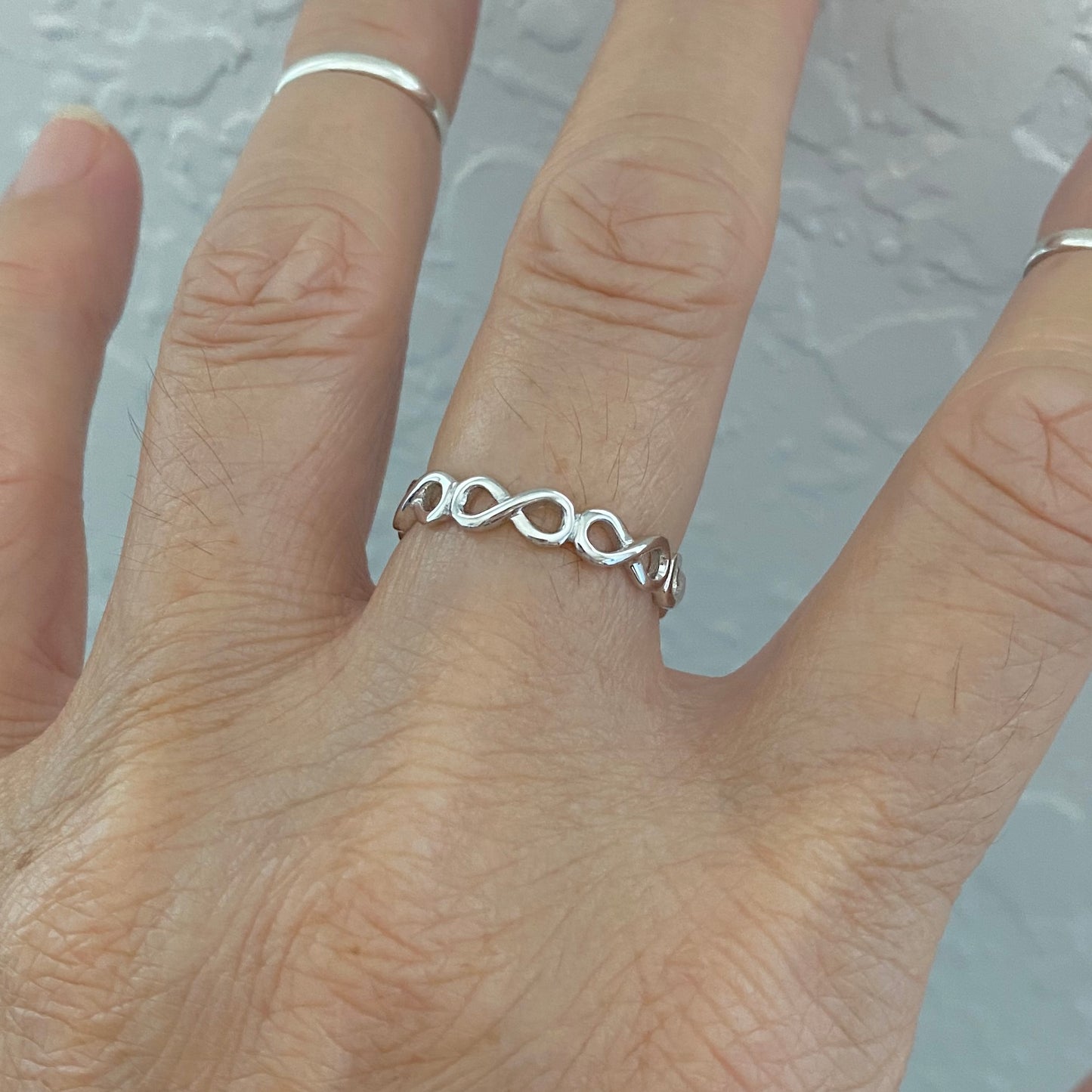 Sterling Silver Small Eternity Infinity Band, Love Rings, Lazy 8 Ring, Silver Bands