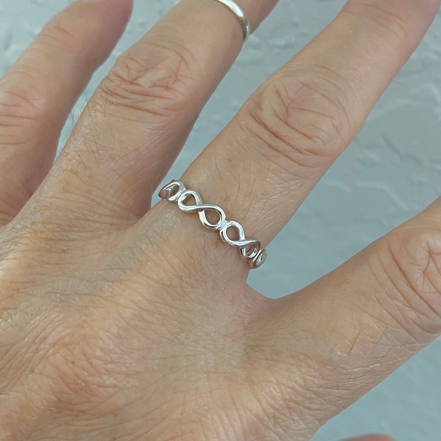 Sterling Silver Small Eternity Infinity Band, Love Rings, Lazy 8 Ring, Silver Bands