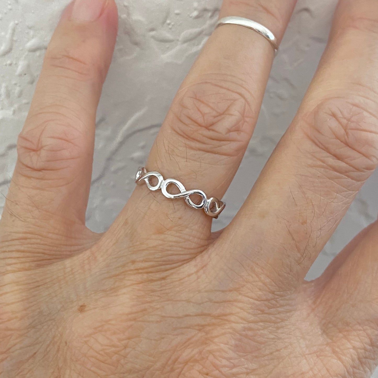 Sterling Silver Small Eternity Infinity Band, Love Rings, Lazy 8 Ring, Silver Bands