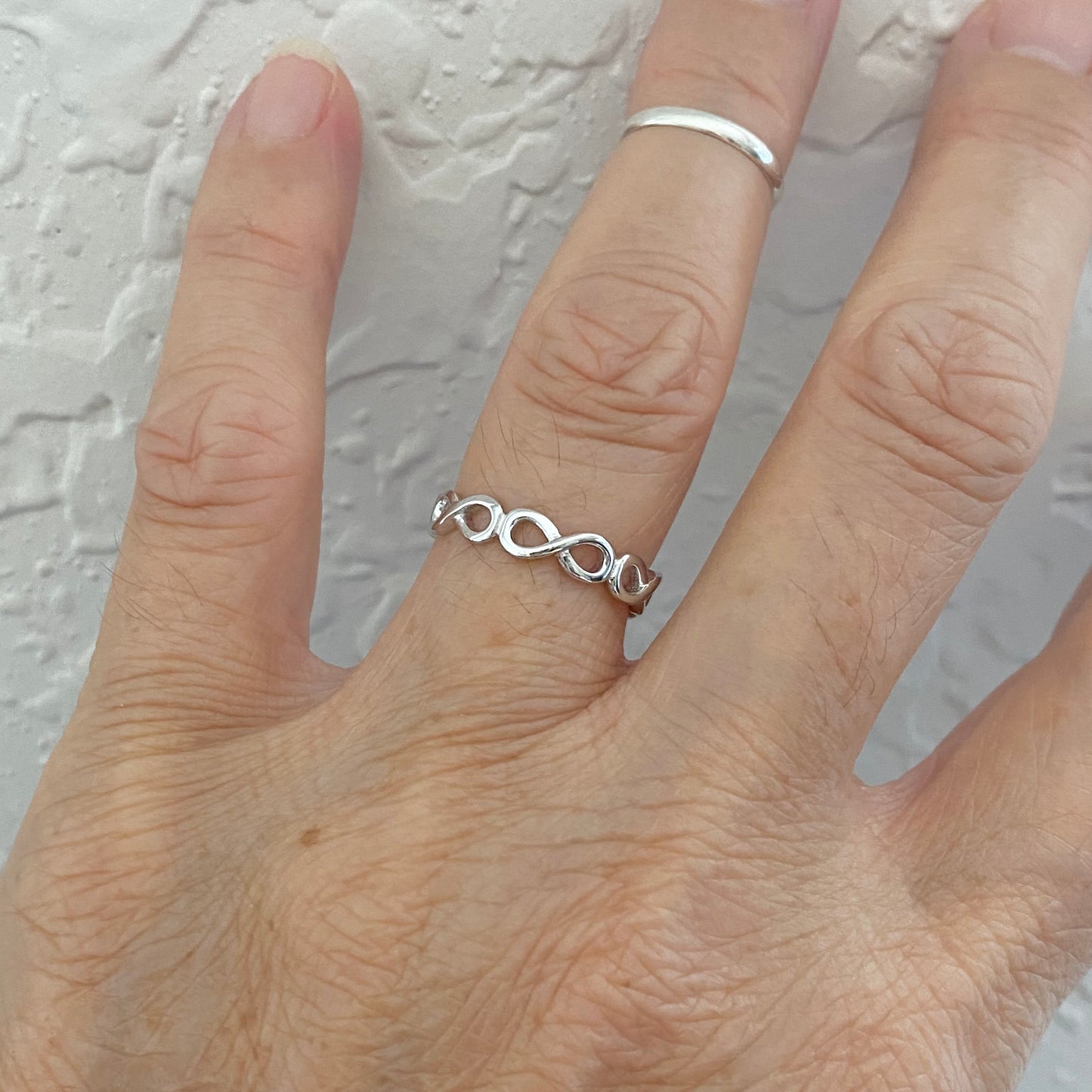 Sterling Silver Small Eternity Infinity Band, Love Rings, Lazy 8 Ring, Silver Bands