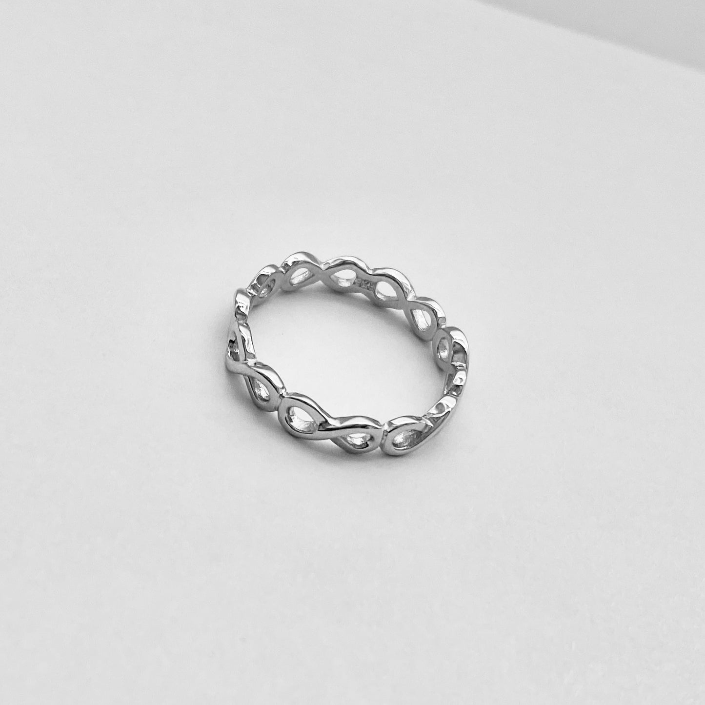 Sterling Silver Small Eternity Infinity Band, Love Rings, Lazy 8 Ring, Silver Bands