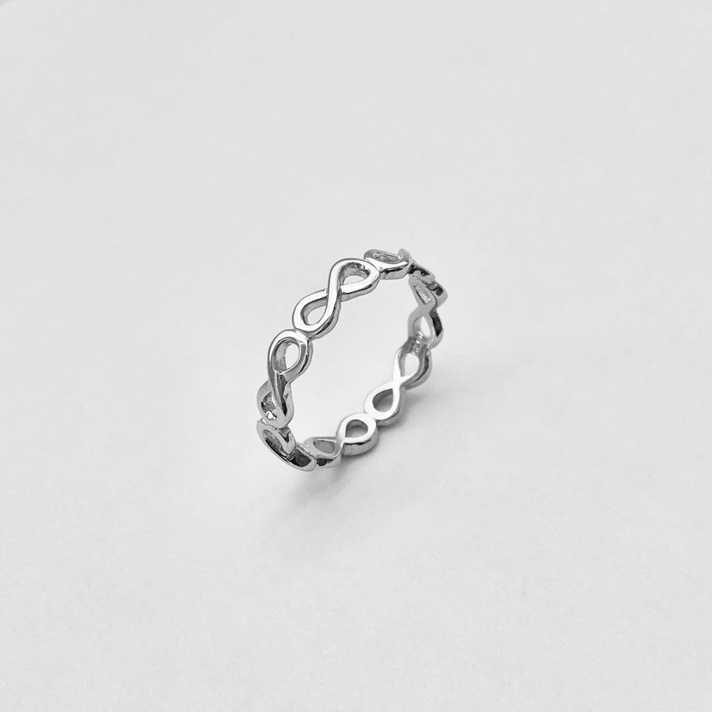 Sterling Silver Small Eternity Infinity Band, Love Rings, Lazy 8 Ring, Silver Bands