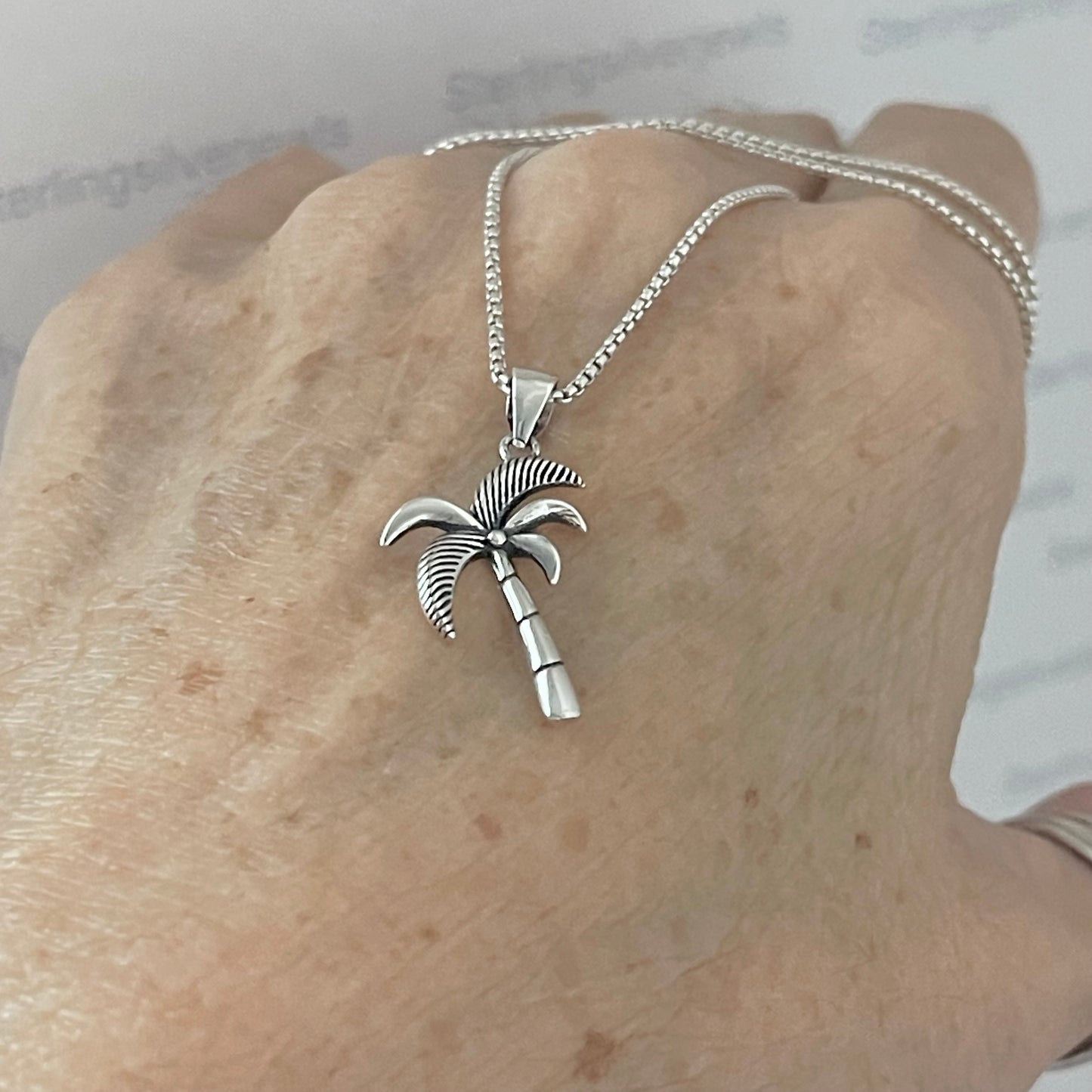 Sterling Silver Minimalist Palm Tree Necklace, Tropical Tree Necklaces, Tree of Life