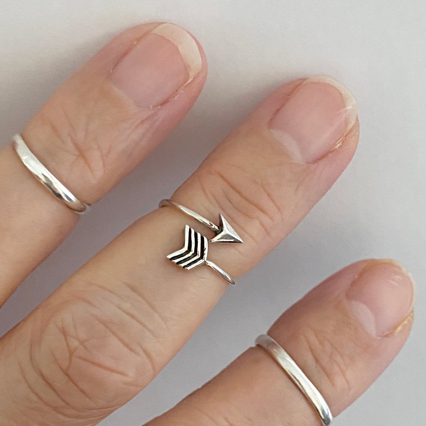 Sterling Silver Thin Wraparound Arrow Toe Ring, Delicate Bow and Arrow Silver Rings