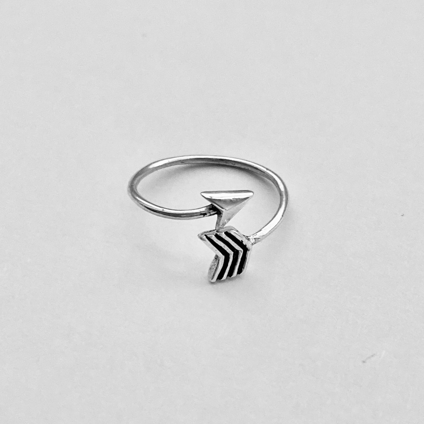 Sterling Silver Thin Wraparound Arrow Toe Ring, Delicate Bow and Arrow Silver Rings