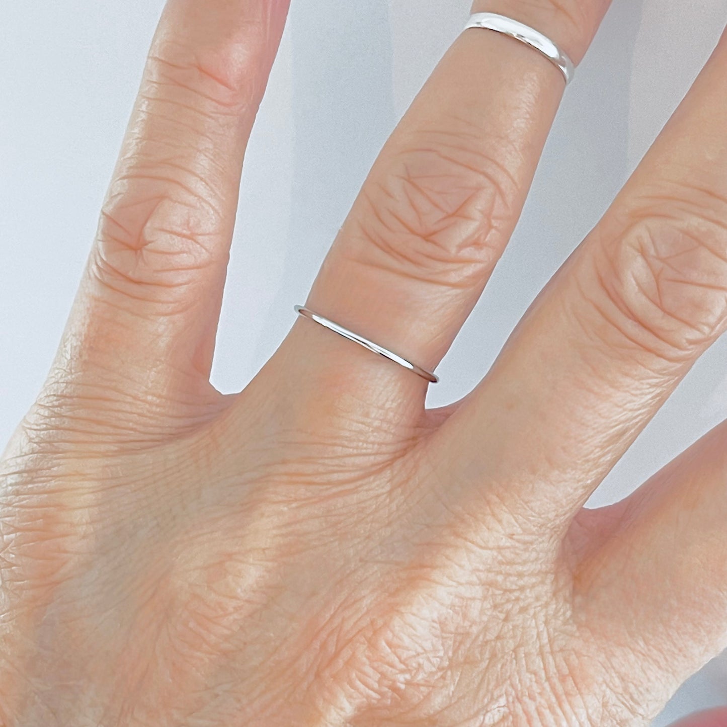 925 Sterling Silver Plain 1mm Thin Band | Dainty Stackable Wedding Ring