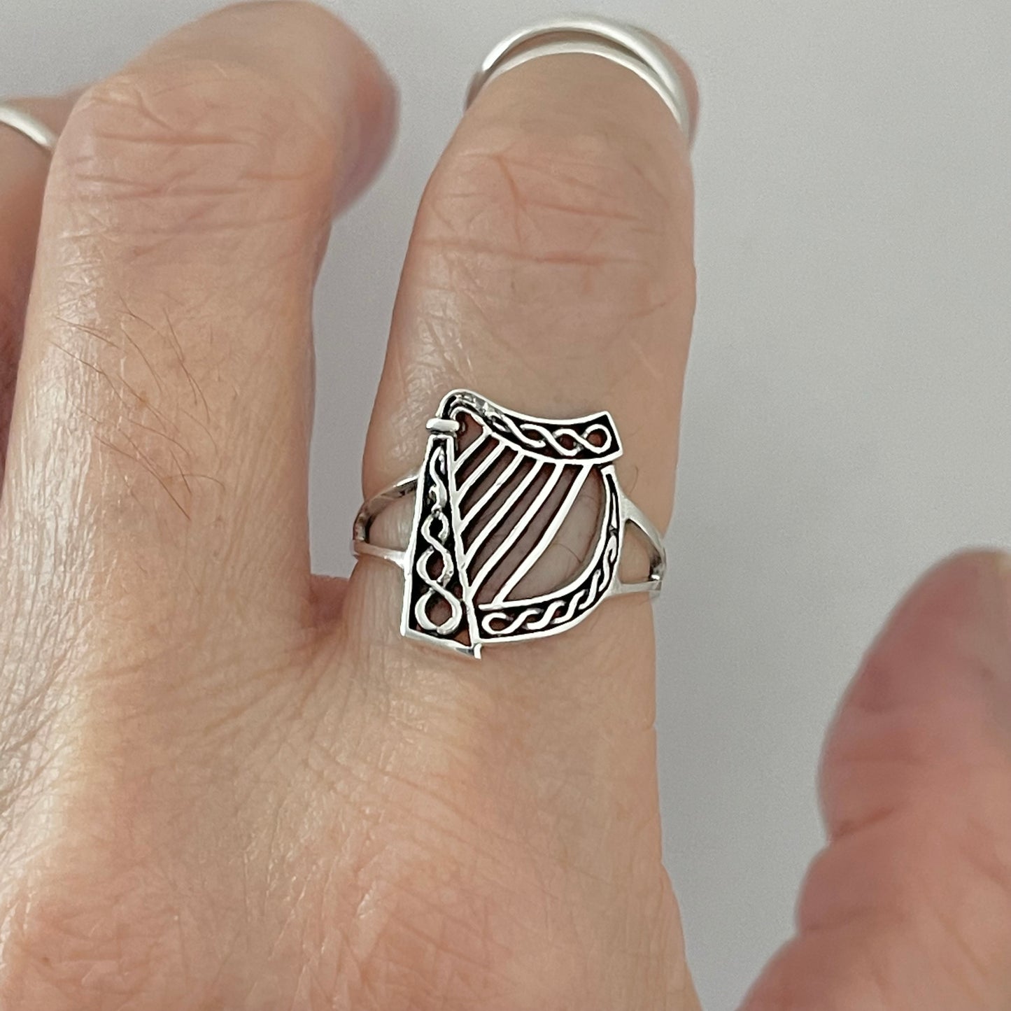 Harp Musical Instrument Sterling Silver Ring, Orchestra Ring, Silver Angel Rings, Jazz Ring