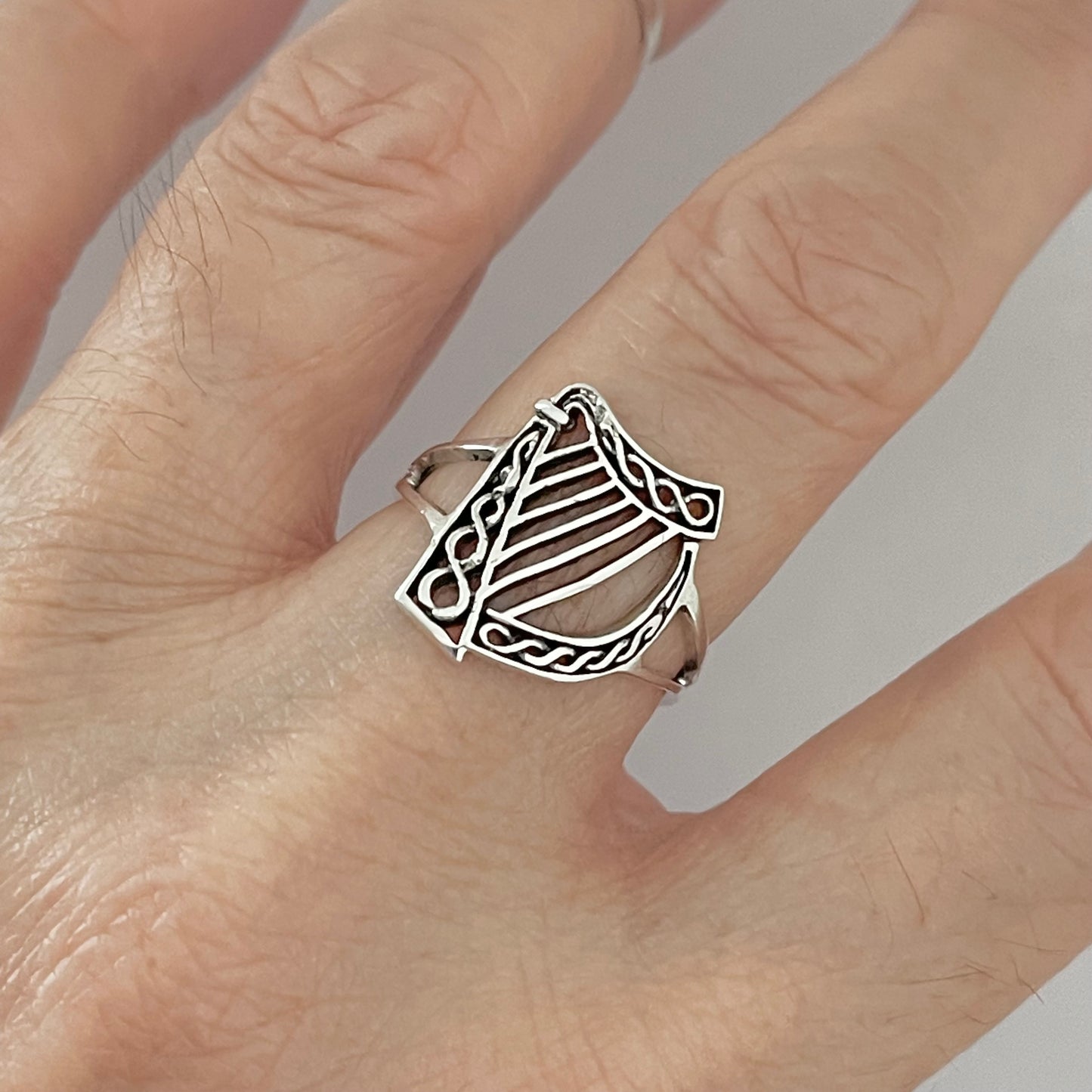 Harp Musical Instrument Sterling Silver Ring, Orchestra Ring, Silver Angel Rings, Jazz Ring