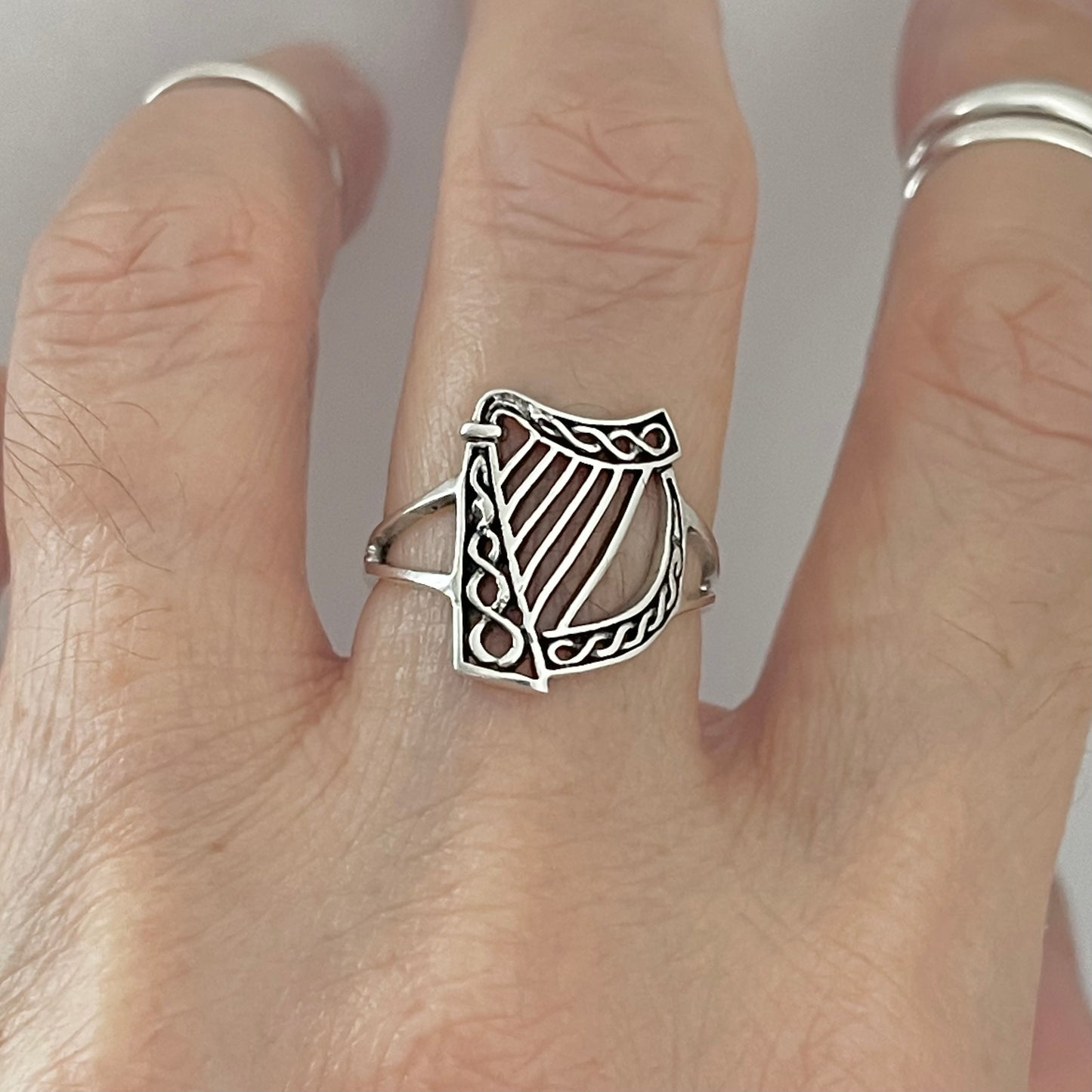 Harp Musical Instrument Sterling Silver Ring, Orchestra Ring, Silver Angel Rings, Jazz Ring