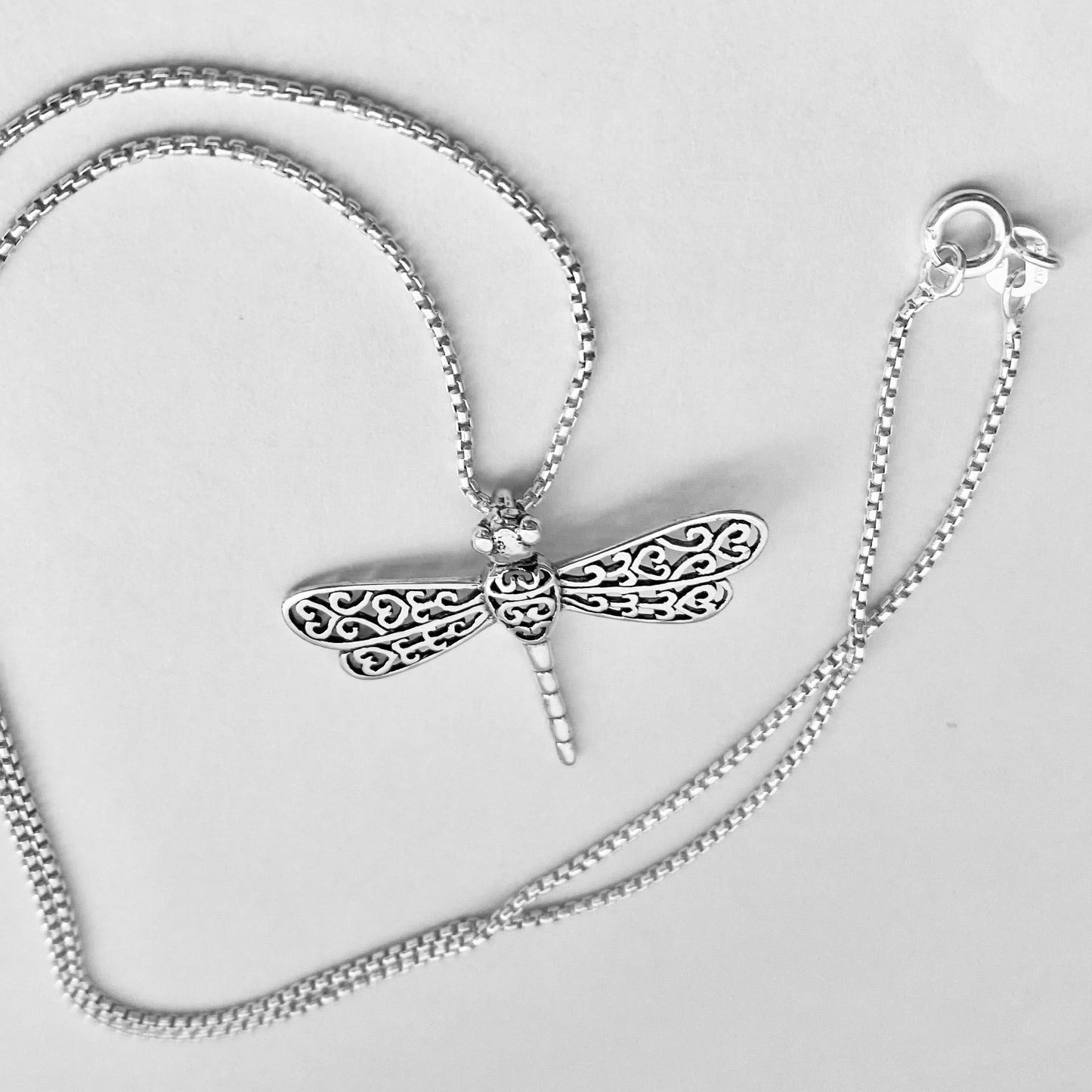 Sterling Silver Filigree Dragonfly Necklace, Spirit Bug Necklace, Silver Necklaces