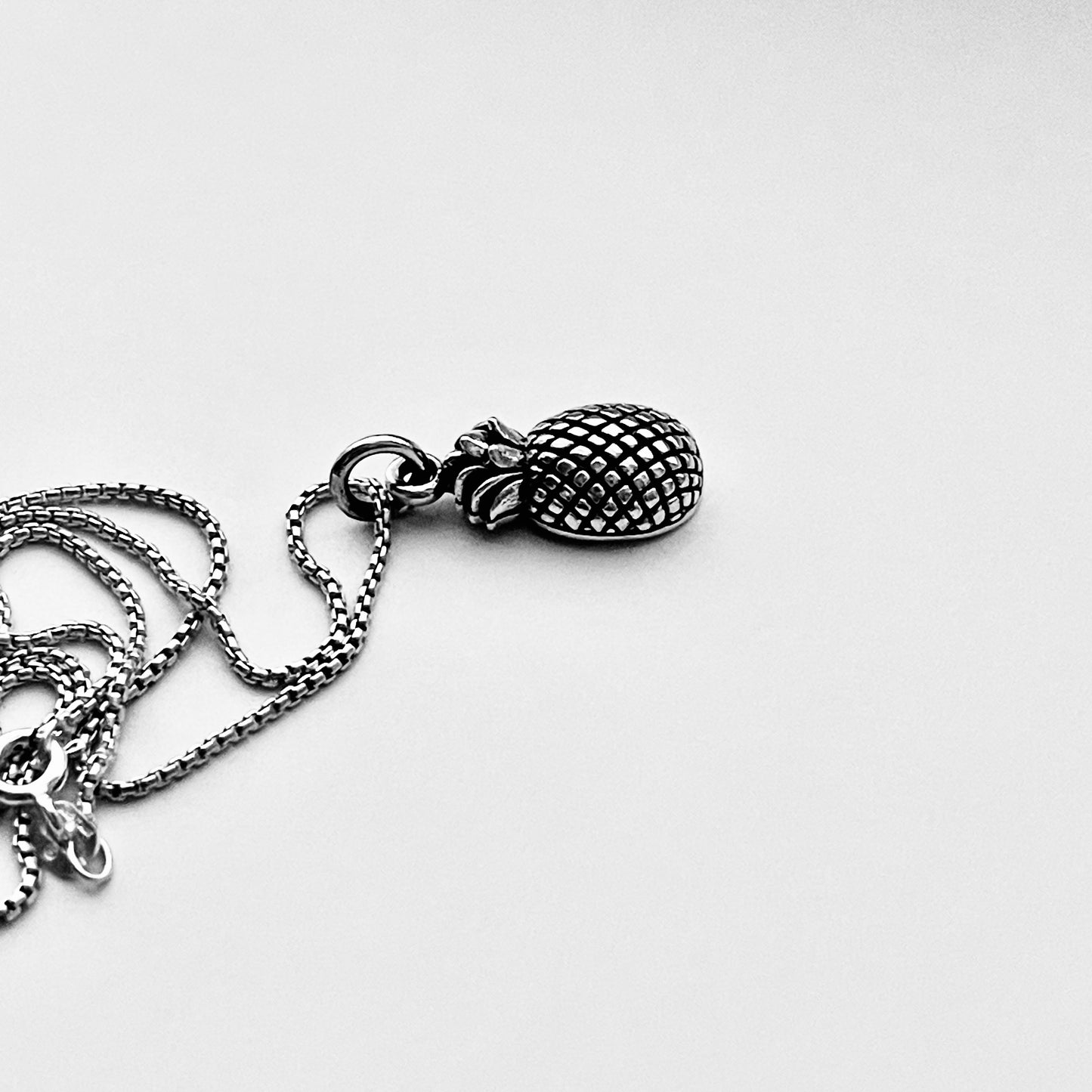 Sterling Silver Pineapple Necklace – Dainty Fruit Pendant Silver Chain