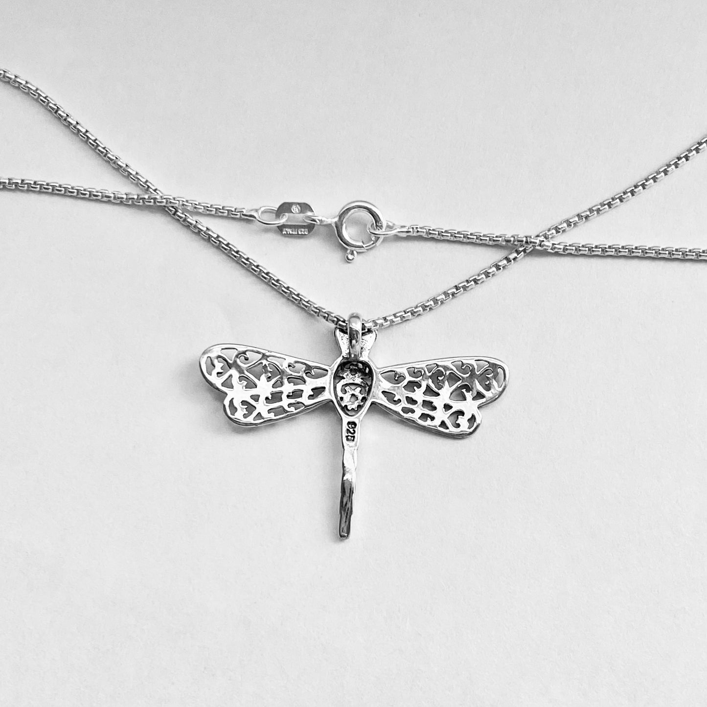 Sterling Silver Filigree Dragonfly Necklace, Spirit Bug Necklace, Silver Necklaces