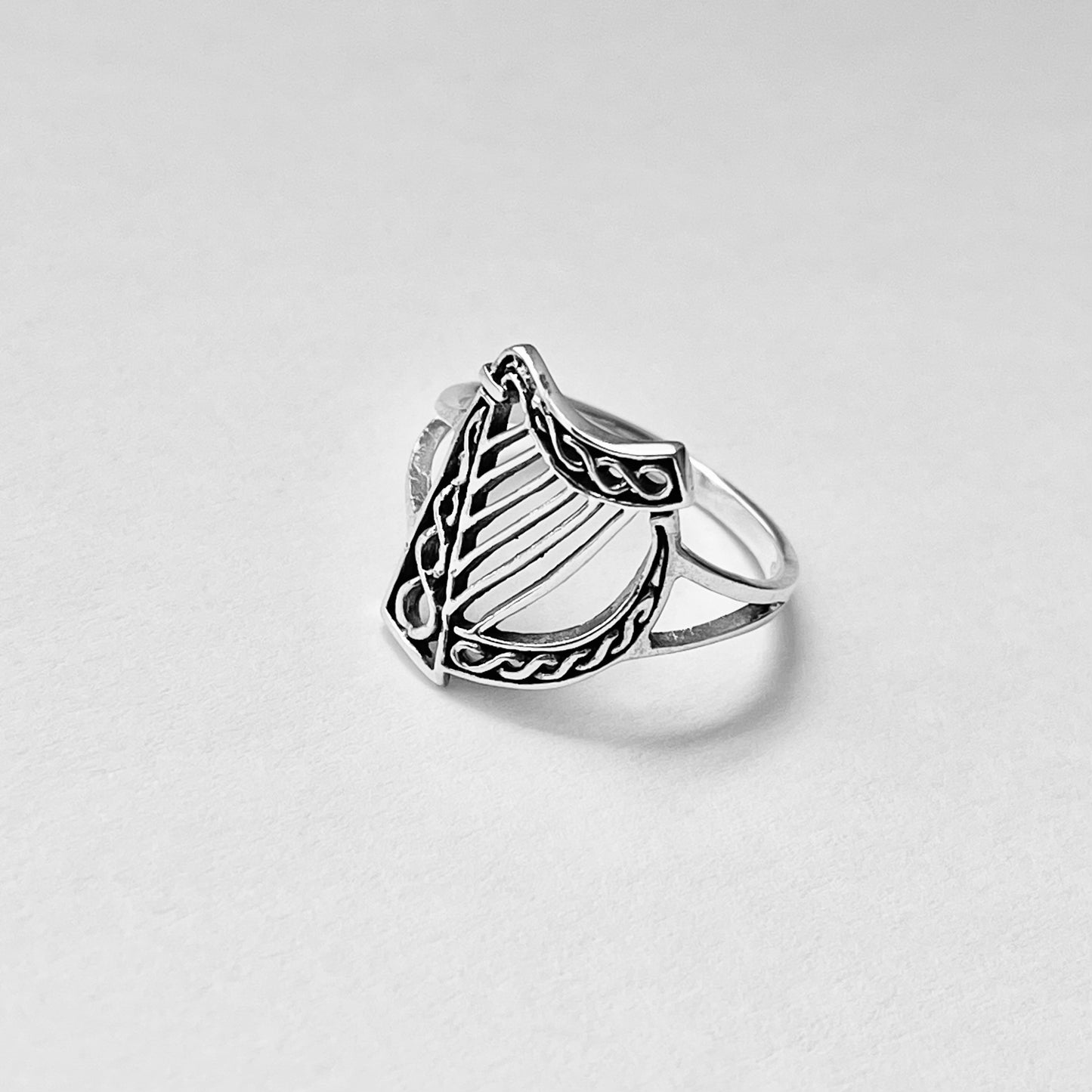 Harp Musical Instrument Sterling Silver Ring, Orchestra Ring, Silver Angel Rings, Jazz Ring