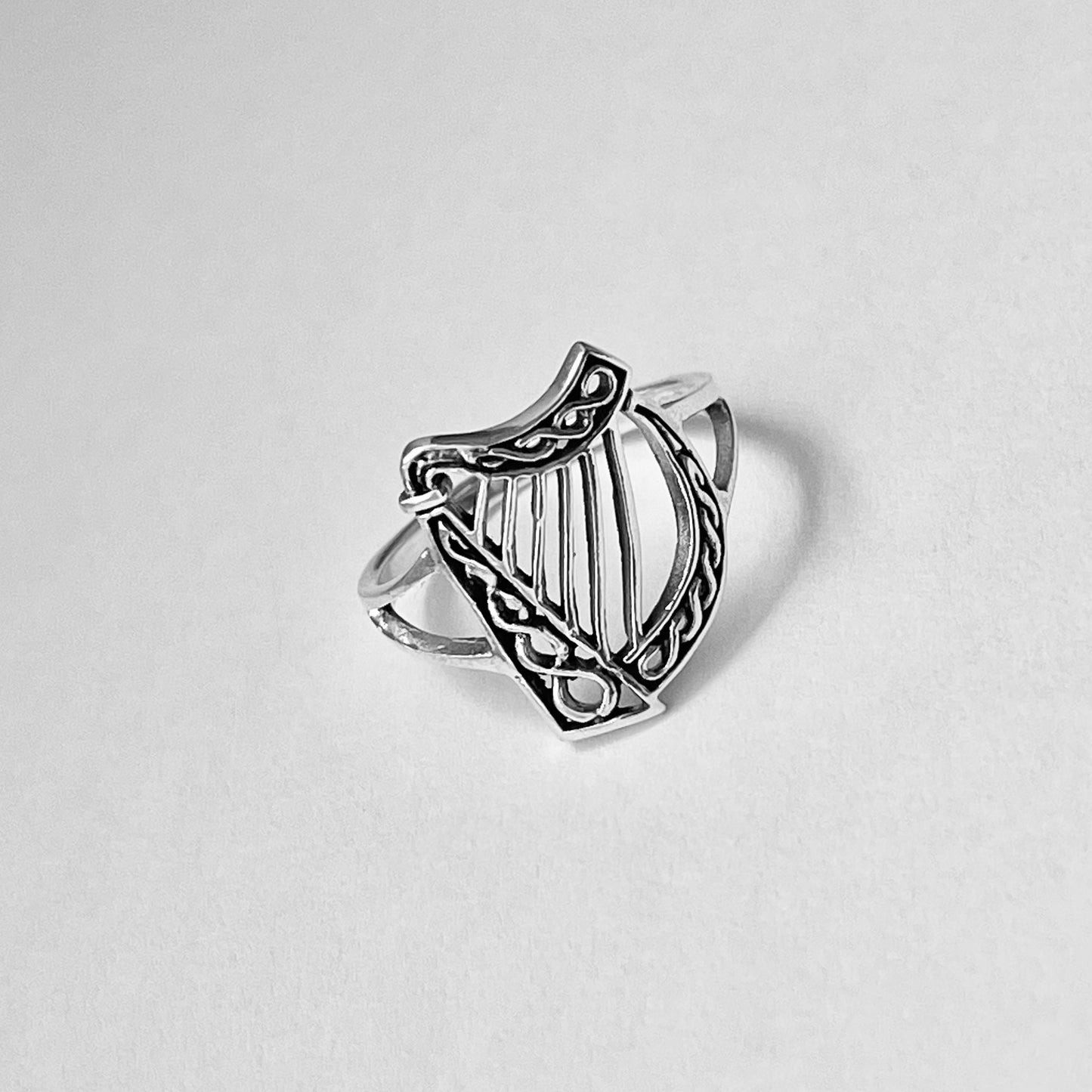 Harp Musical Instrument Sterling Silver Ring, Orchestra Ring, Silver Angel Rings, Jazz Ring