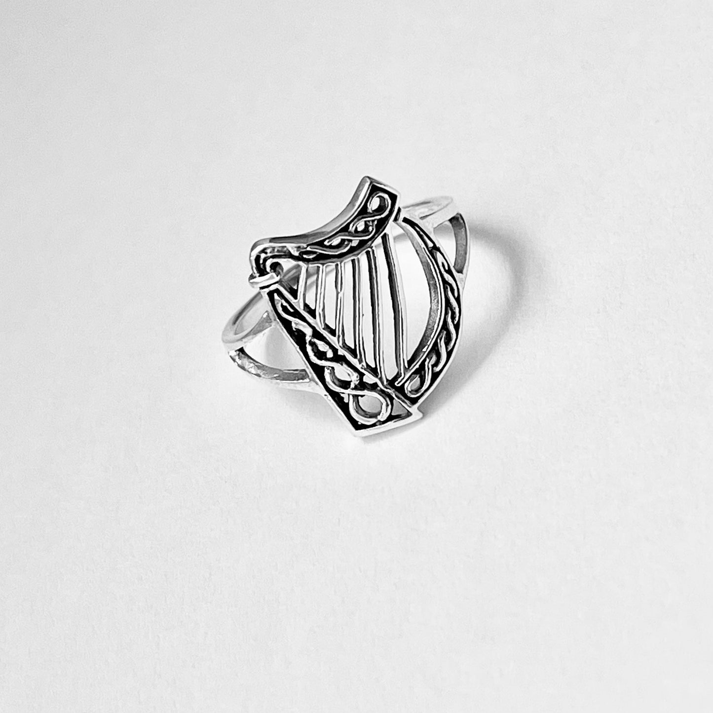 Sterling Silver Harp Musical Instrument Ring, Orchestra Jazz Jewelry