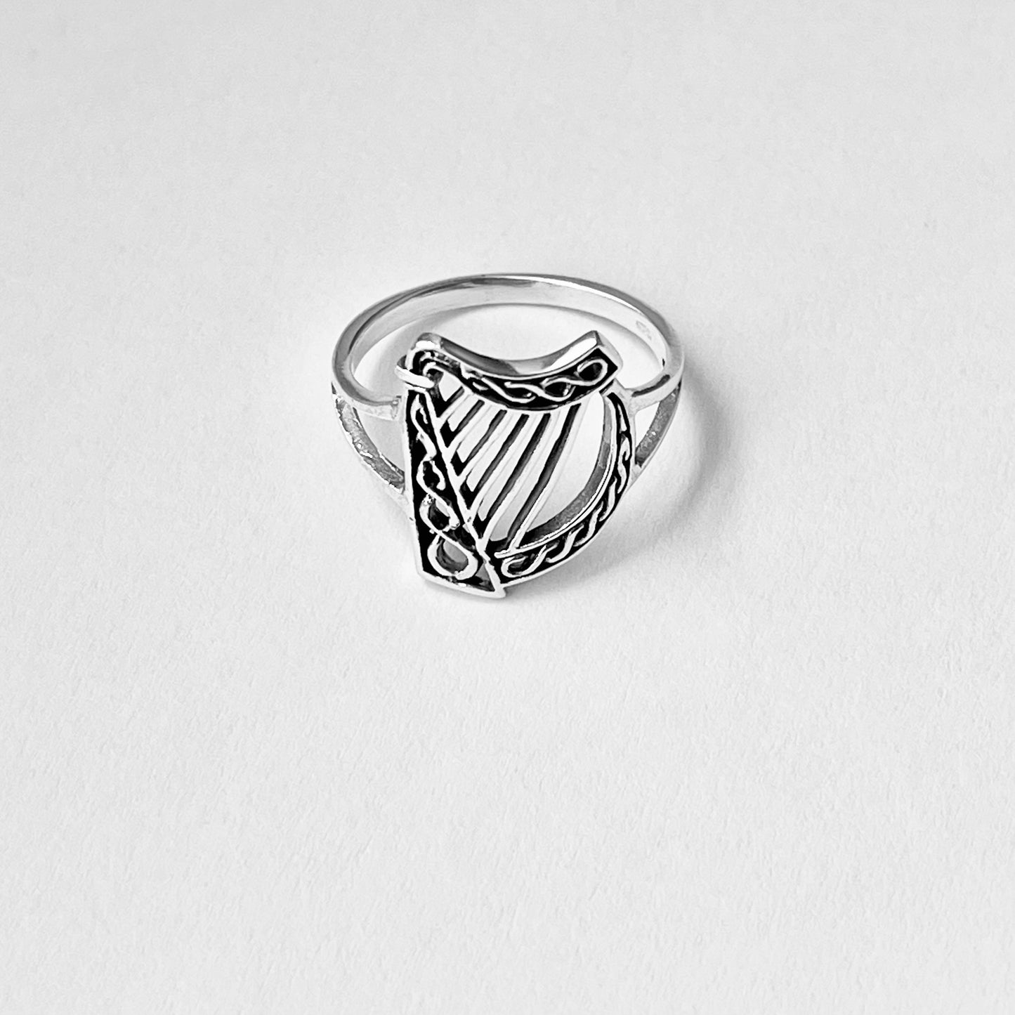 Sterling Silver Harp Musical Instrument Ring, Orchestra Jazz Jewelry