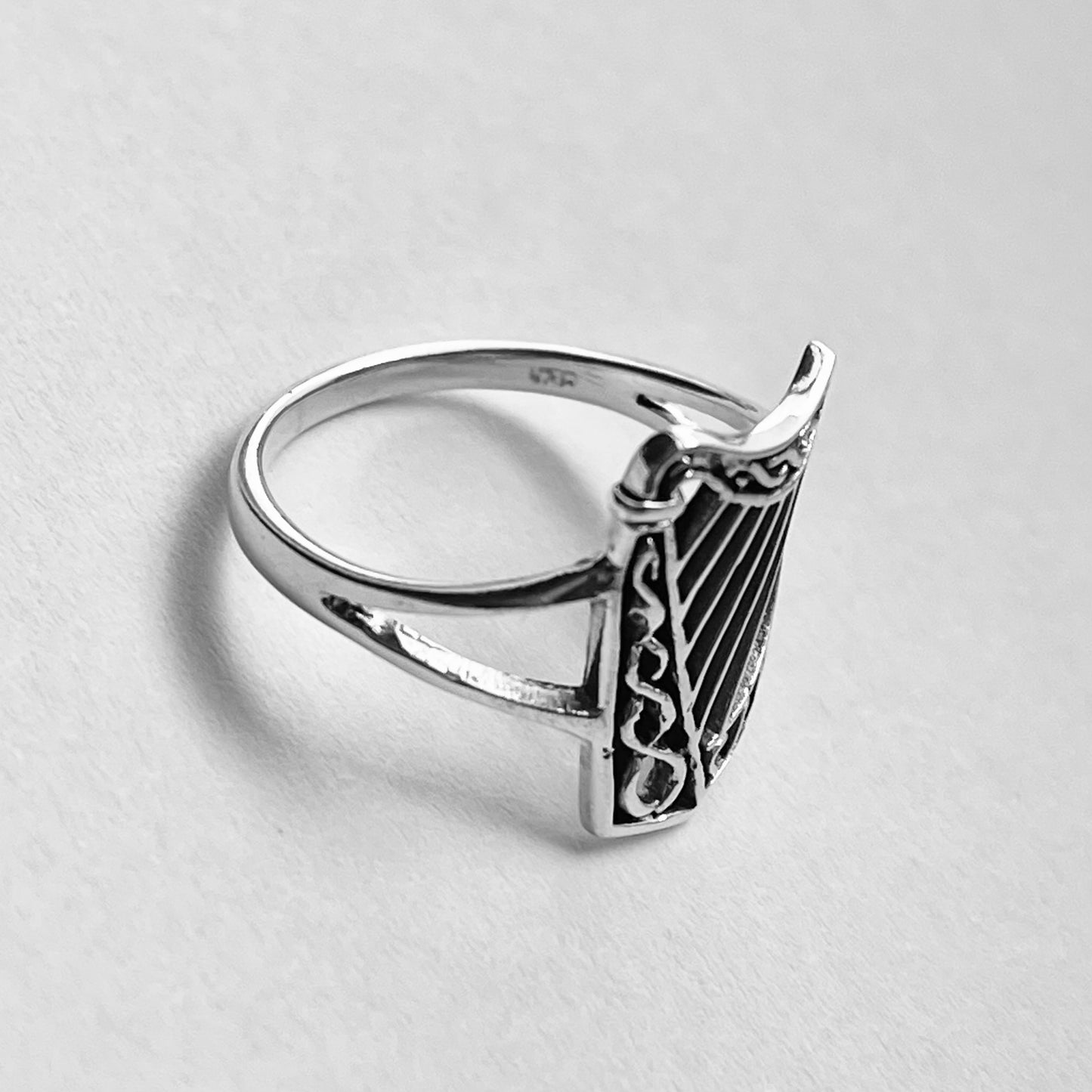 Harp Musical Instrument Sterling Silver Ring, Orchestra Ring, Silver Angel Rings, Jazz Ring