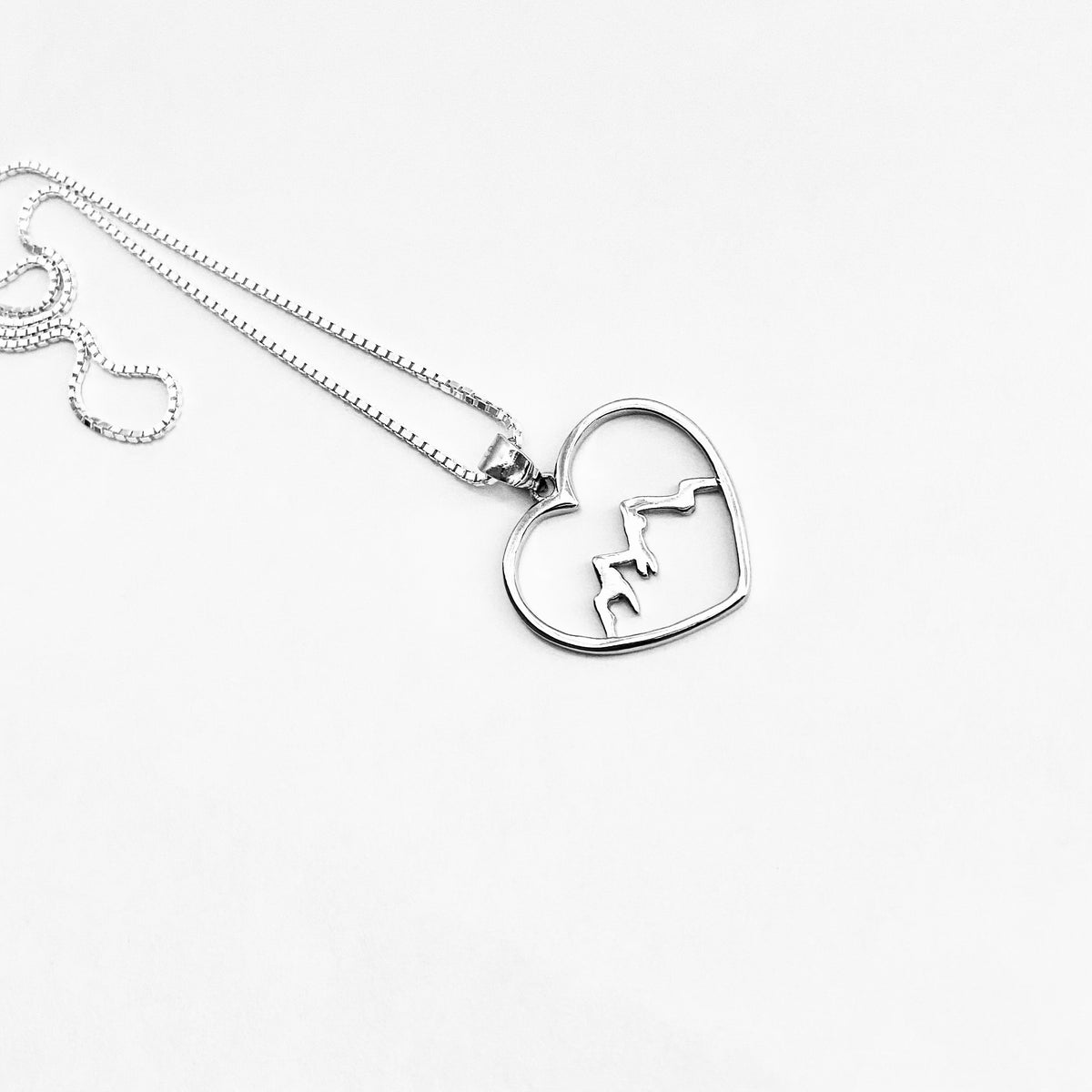 925 Sterling Silver Heart Mountain Necklace | Statement Love Nature Pendant Chain