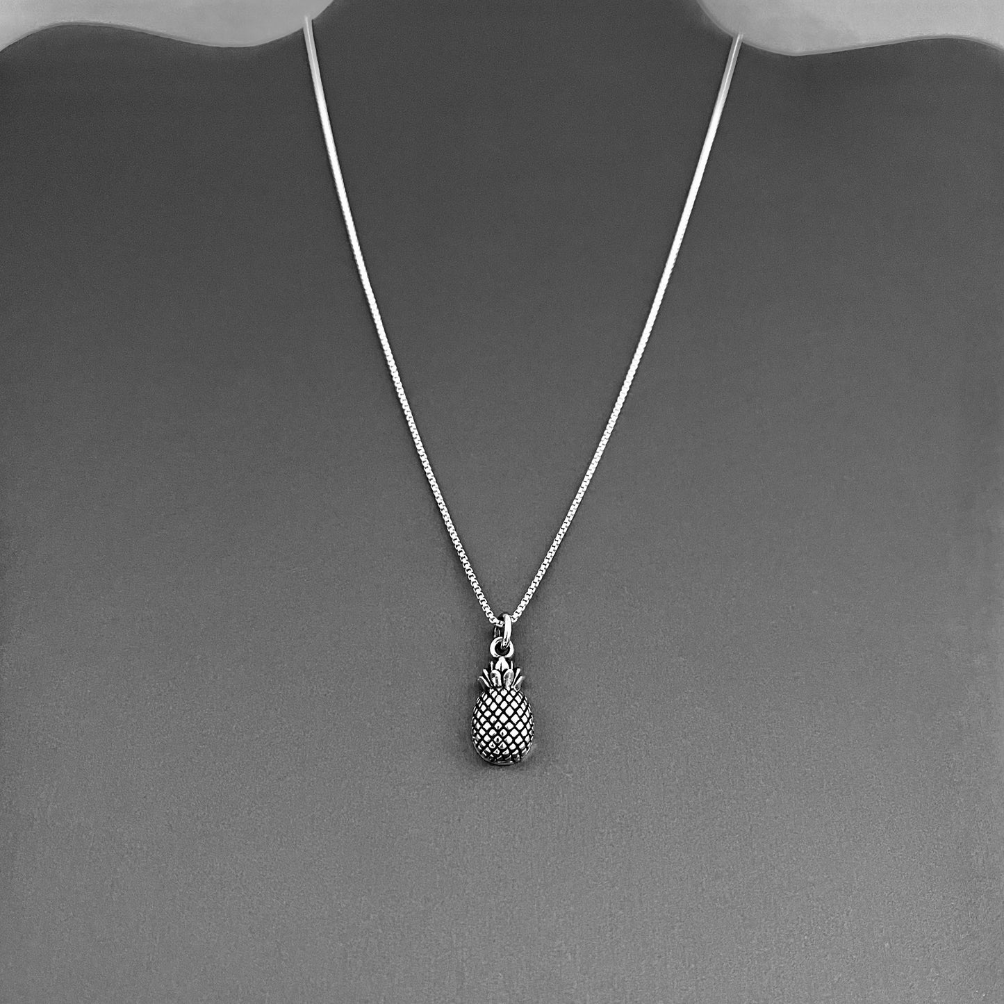 Sterling Silver Pineapple Necklace – Dainty Fruit Pendant Silver Chain
