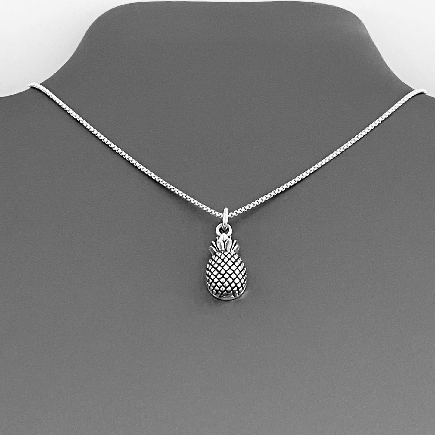 Sterling Silver Pineapple Necklace – Dainty Fruit Pendant Silver Chain