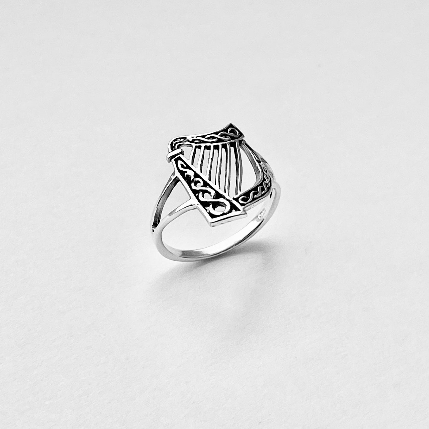Sterling Silver Harp Musical Instrument Ring, Orchestra Jazz Jewelry