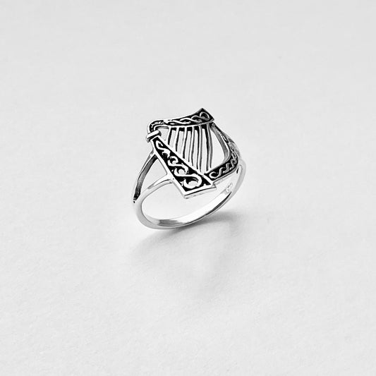 Sterling Silver Harp Musical Instrument Ring, Orchestra Jazz Jewelry