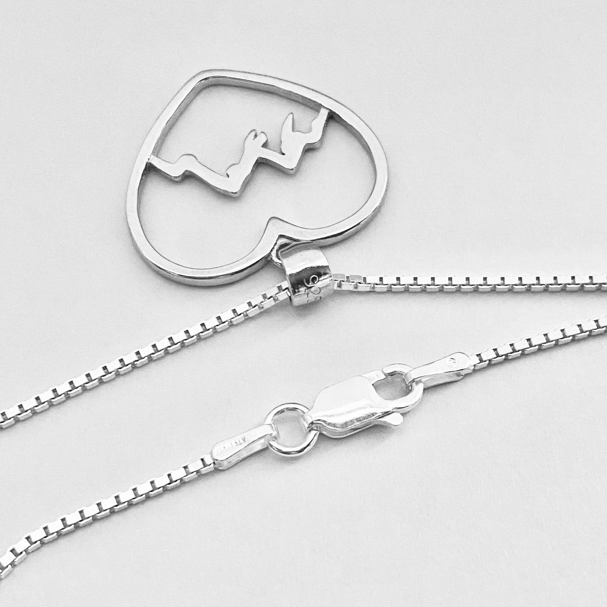 925 Sterling Silver Heart Mountain Necklace | Statement Love Nature Pendant Chain