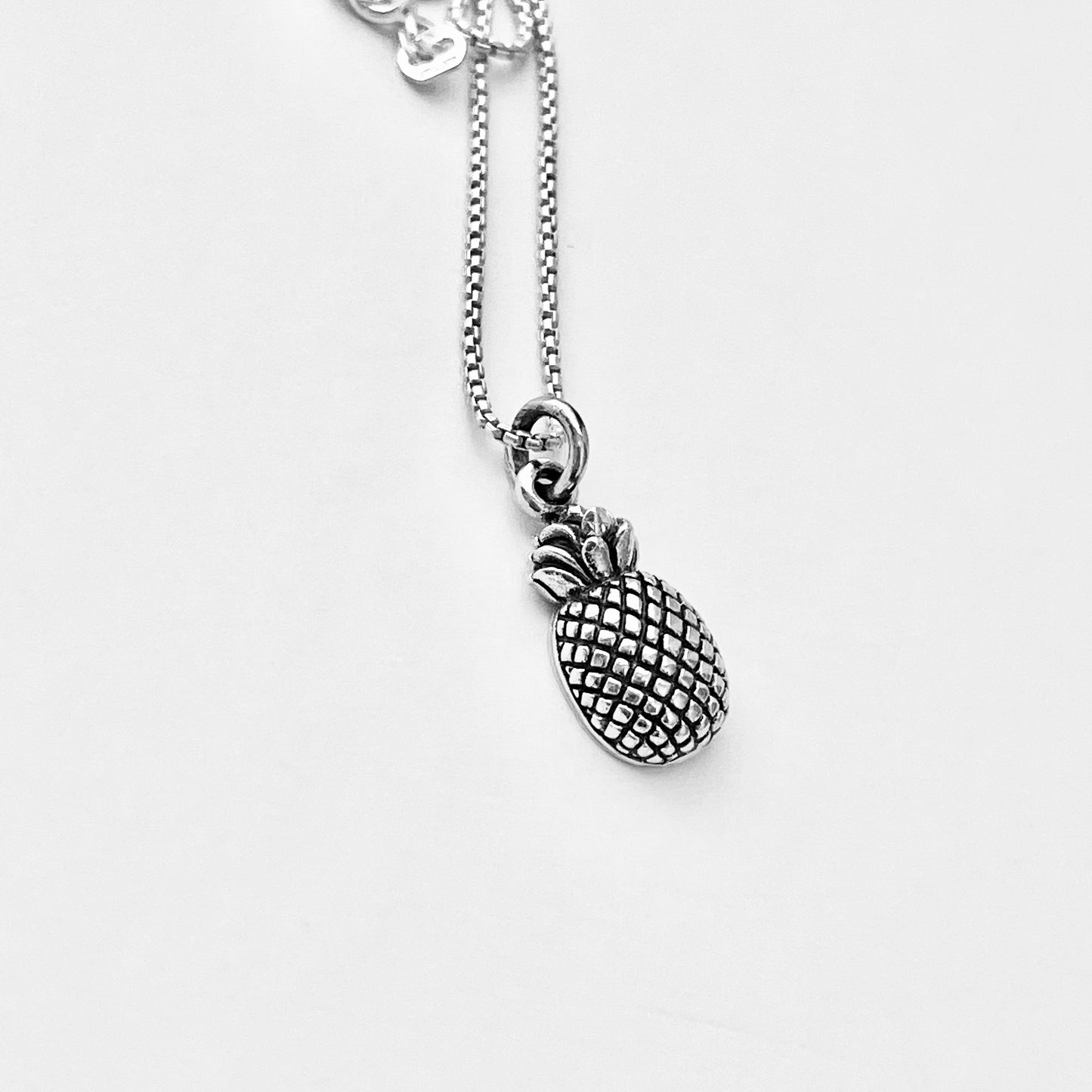 Sterling Silver Pineapple Necklace – Dainty Fruit Pendant Silver Chain
