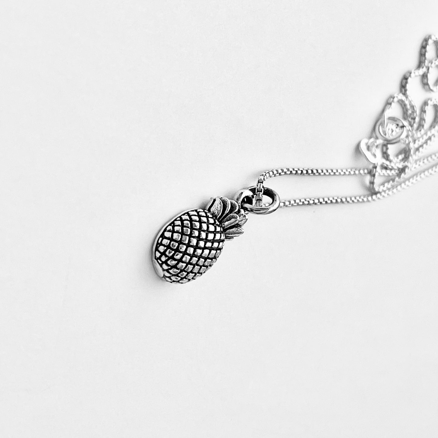 Sterling Silver Pineapple Necklace – Dainty Fruit Pendant Silver Chain