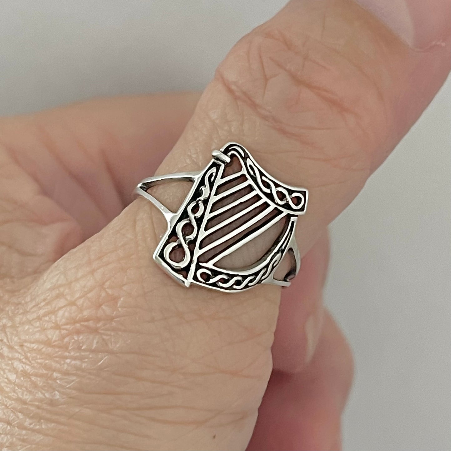 Harp Musical Instrument Sterling Silver Ring, Orchestra Ring, Silver Angel Rings, Jazz Ring