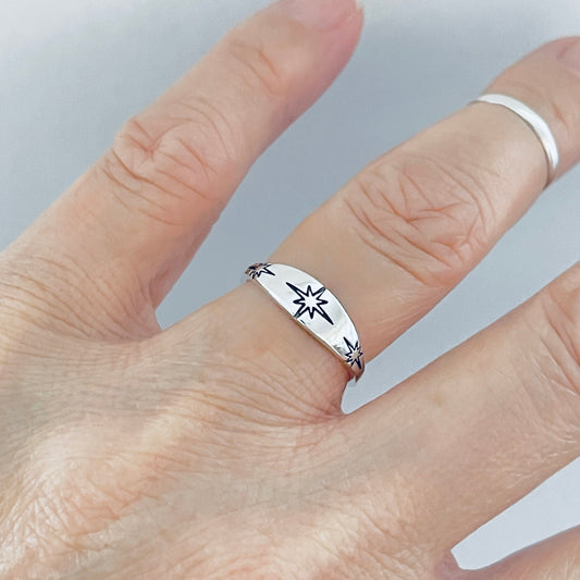 Sterling Silver Twinkle Star Ring, Minimalist Ring, Silver Rings, Shooting Stars