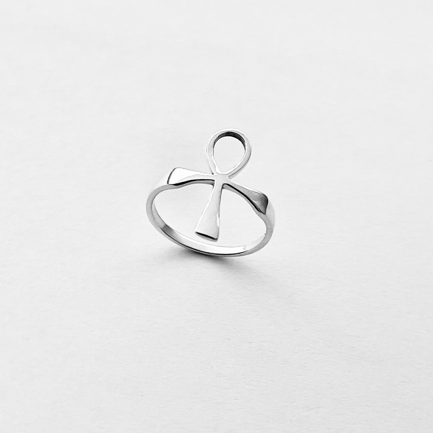 Sterling Silver Delicate Large Ankh Ring | Key of Life Statement Cross Silver Rings