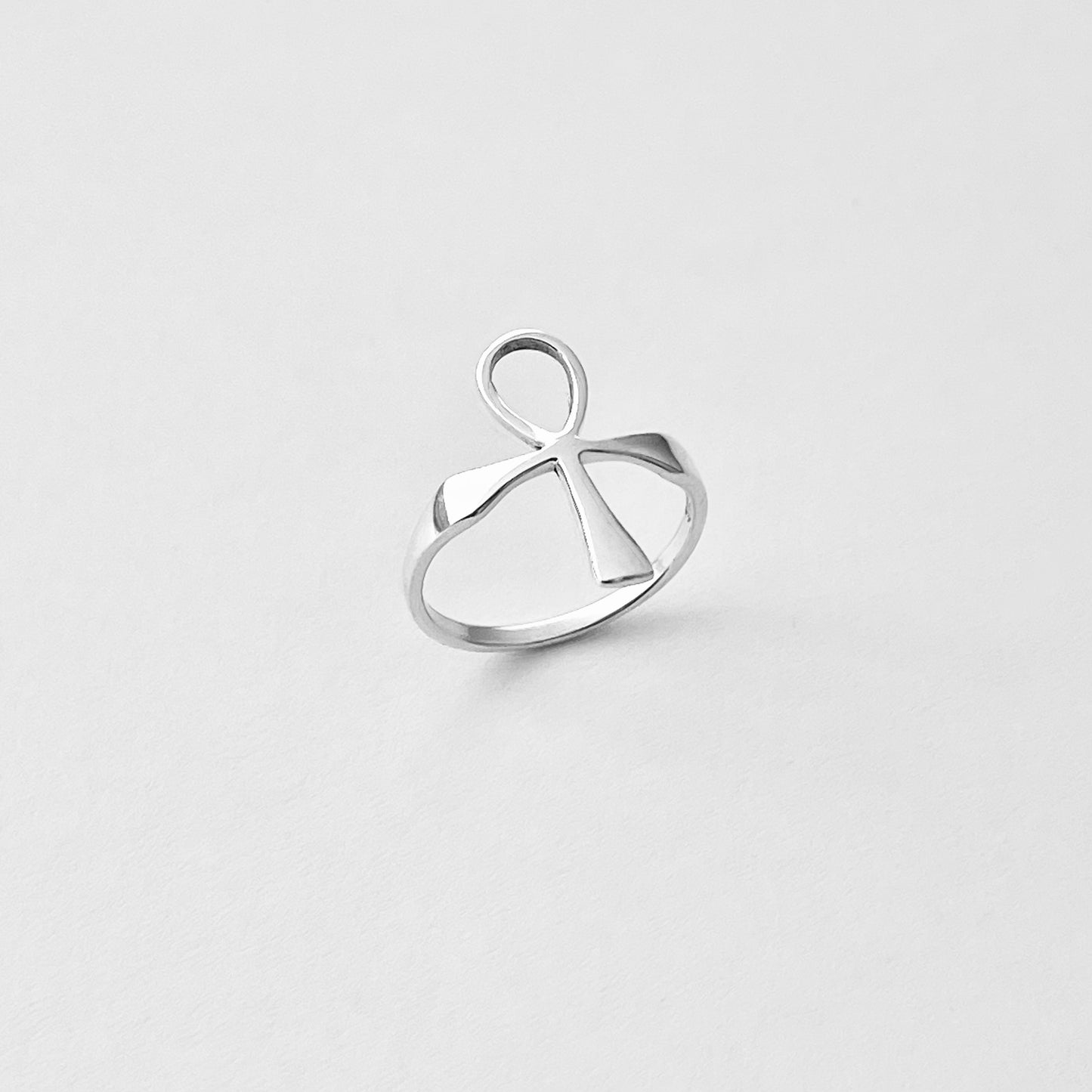 Sterling Silver Delicate Large Ankh Ring | Key of Life Statement Cross Silver Rings